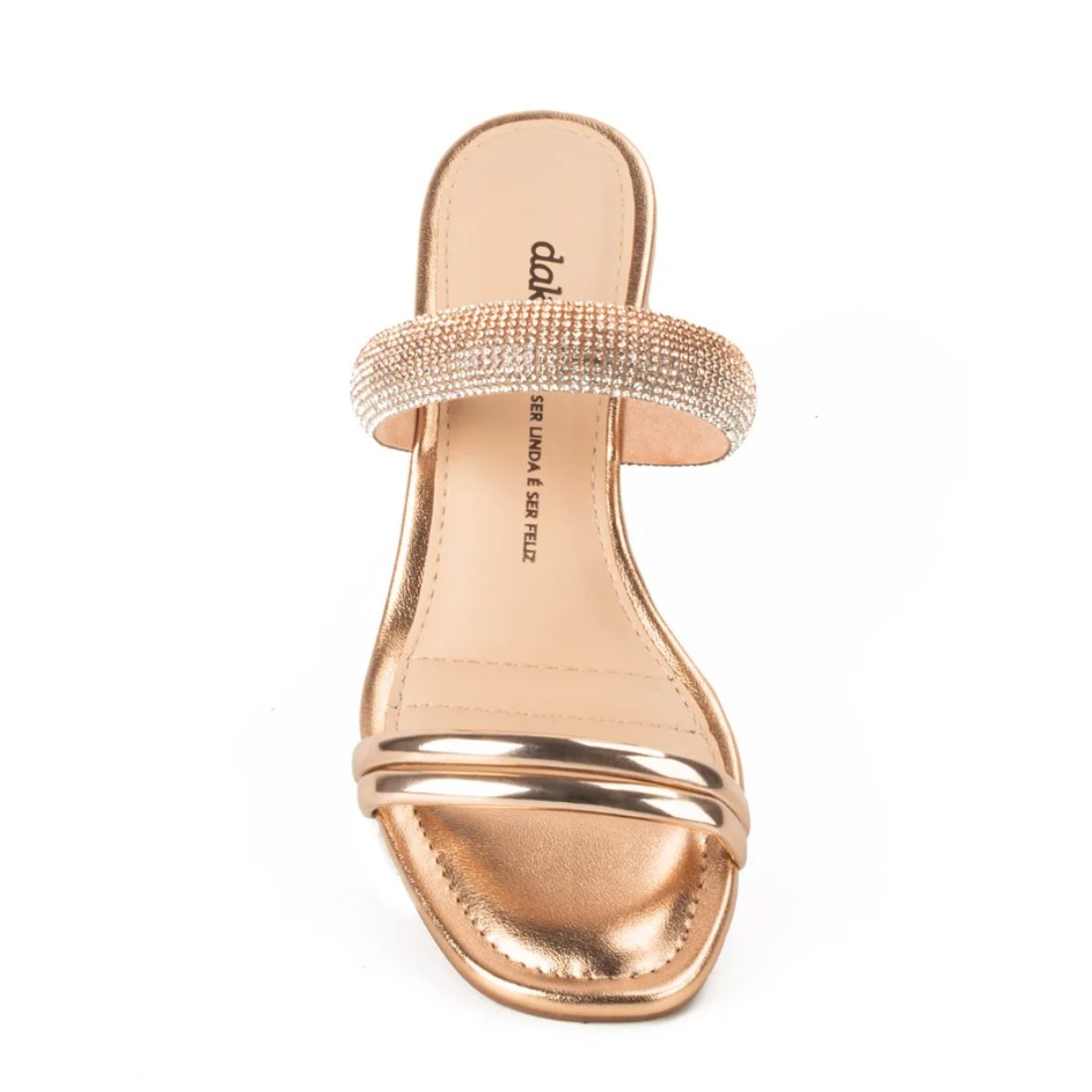Tamanco Dakota Feminino Metalizado Strass Brilho Tiras Dourado 4