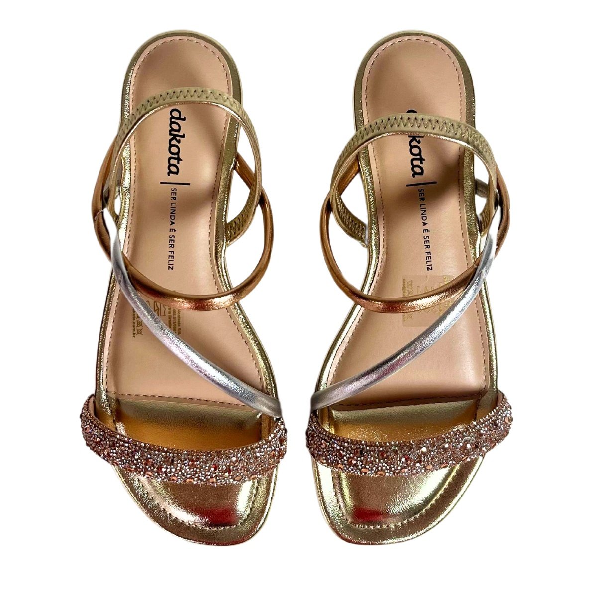 Sandalia Rasteira Dakota Feminina Metalizada Dourado