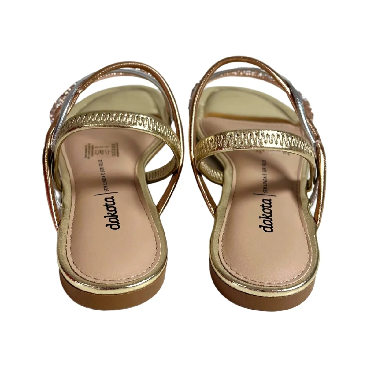 Sandalia Rasteira Dakota Feminina Metalizada Dourado 5