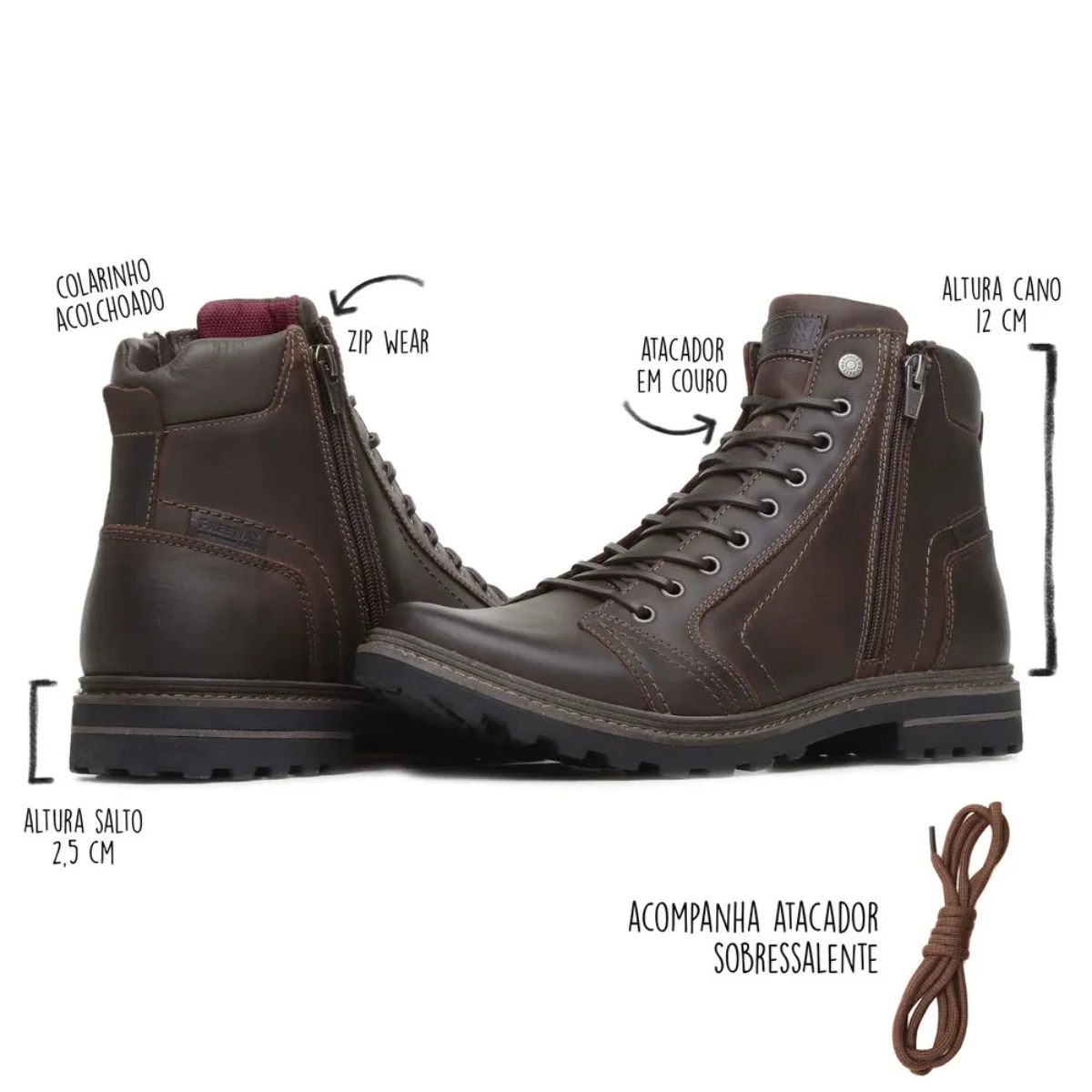 Coturno Freeway Absolut 1 Masculino Couro Marrom 3