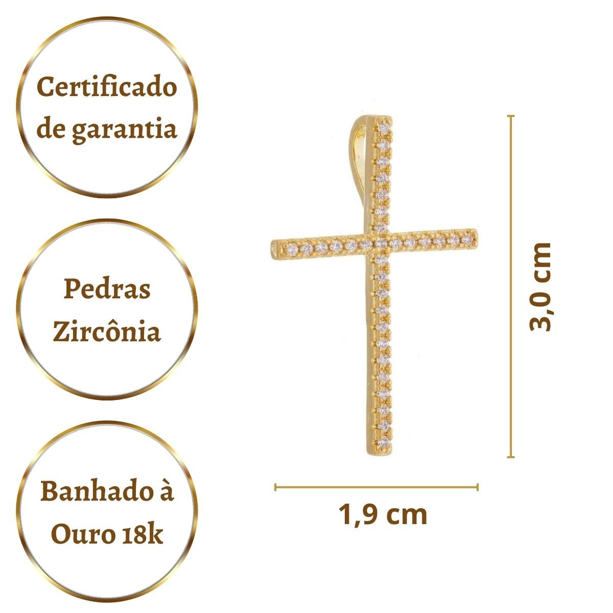 Corrente Feminina Pingente Crucifixo Banhado A Ouro Dourado 2