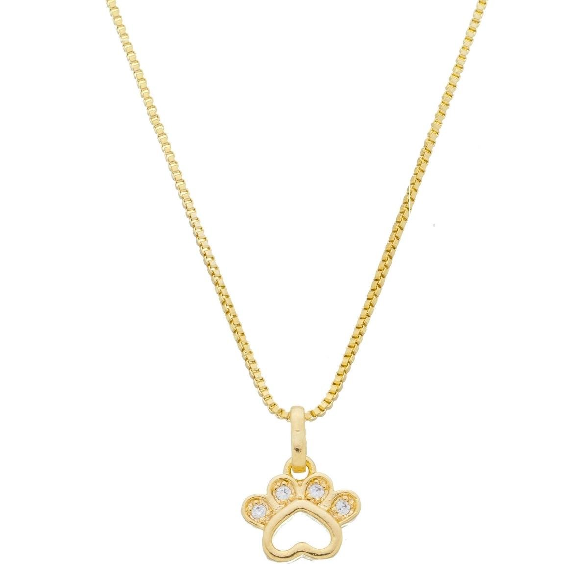 Corrente Feminina E Pingente Patinha Banhado A Ouro Dourado 1