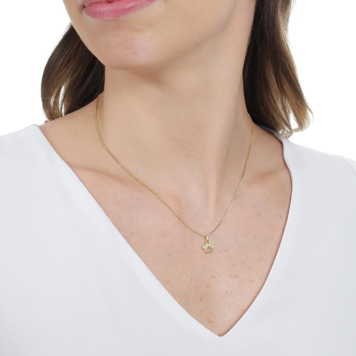 Corrente Feminina E Pingente Patinha Banhado A Ouro Dourado 4