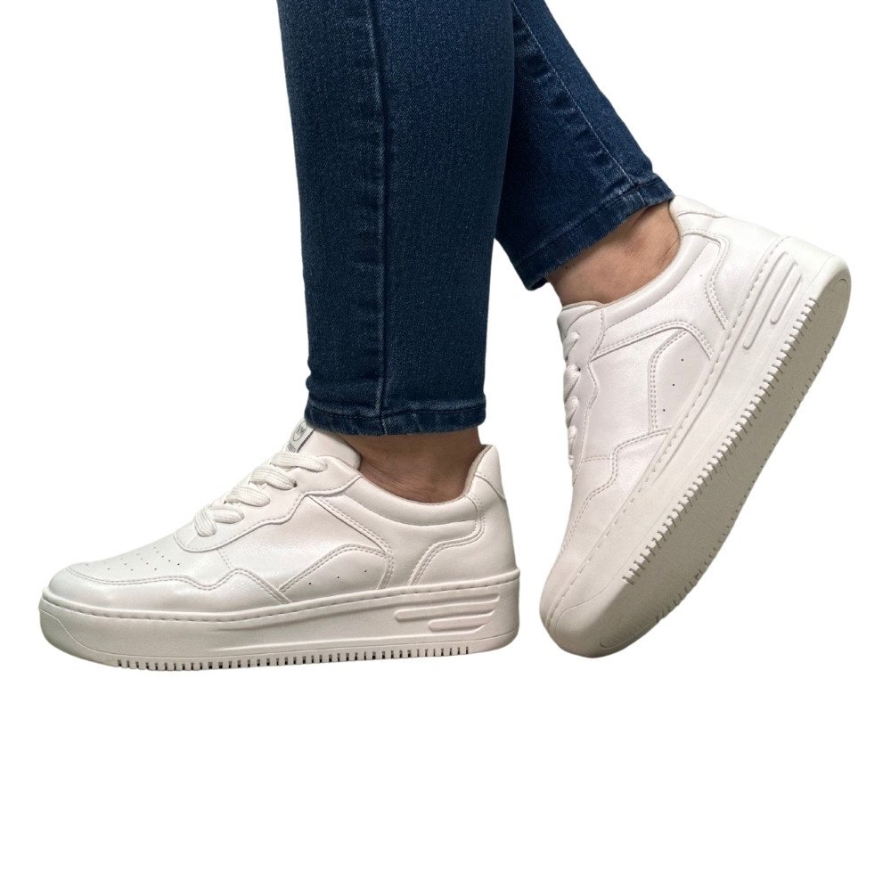 Tenis Feminino Via Marte Branco Casual Plataforma  Branco 6
