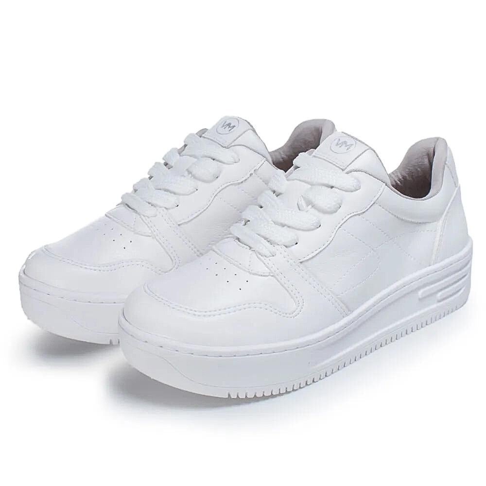 Tenis Feminino Via Marte Branco Casual Plataforma  Branco 8