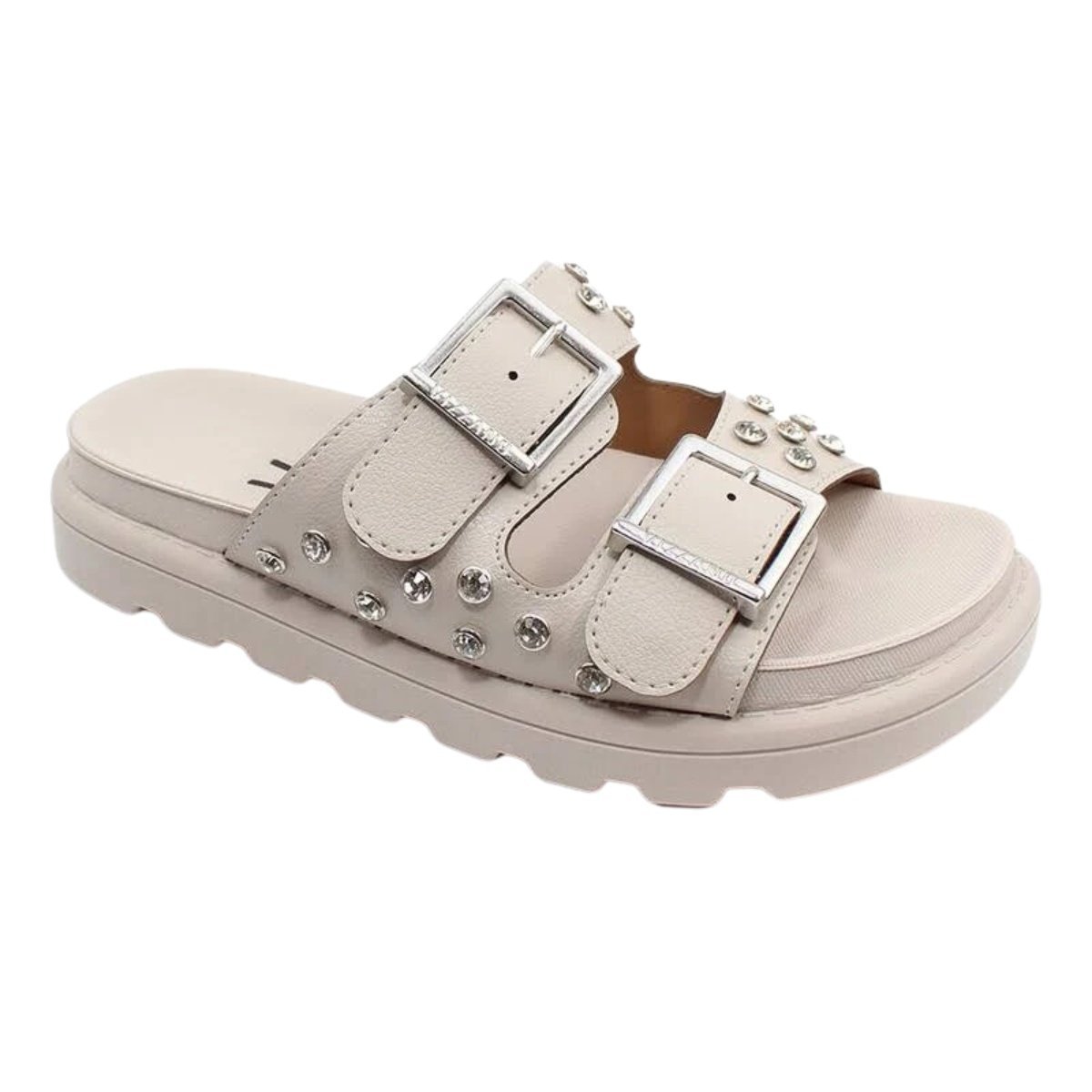 Sandalia Papete Vizzano Feminina Flatform Cinza 2