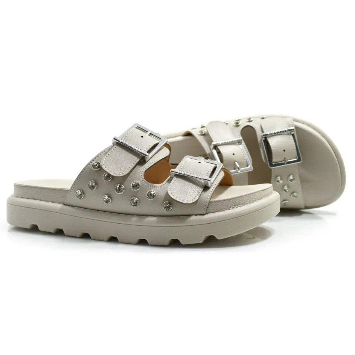 Sandalia Papete Vizzano Feminina Flatform Cinza 6