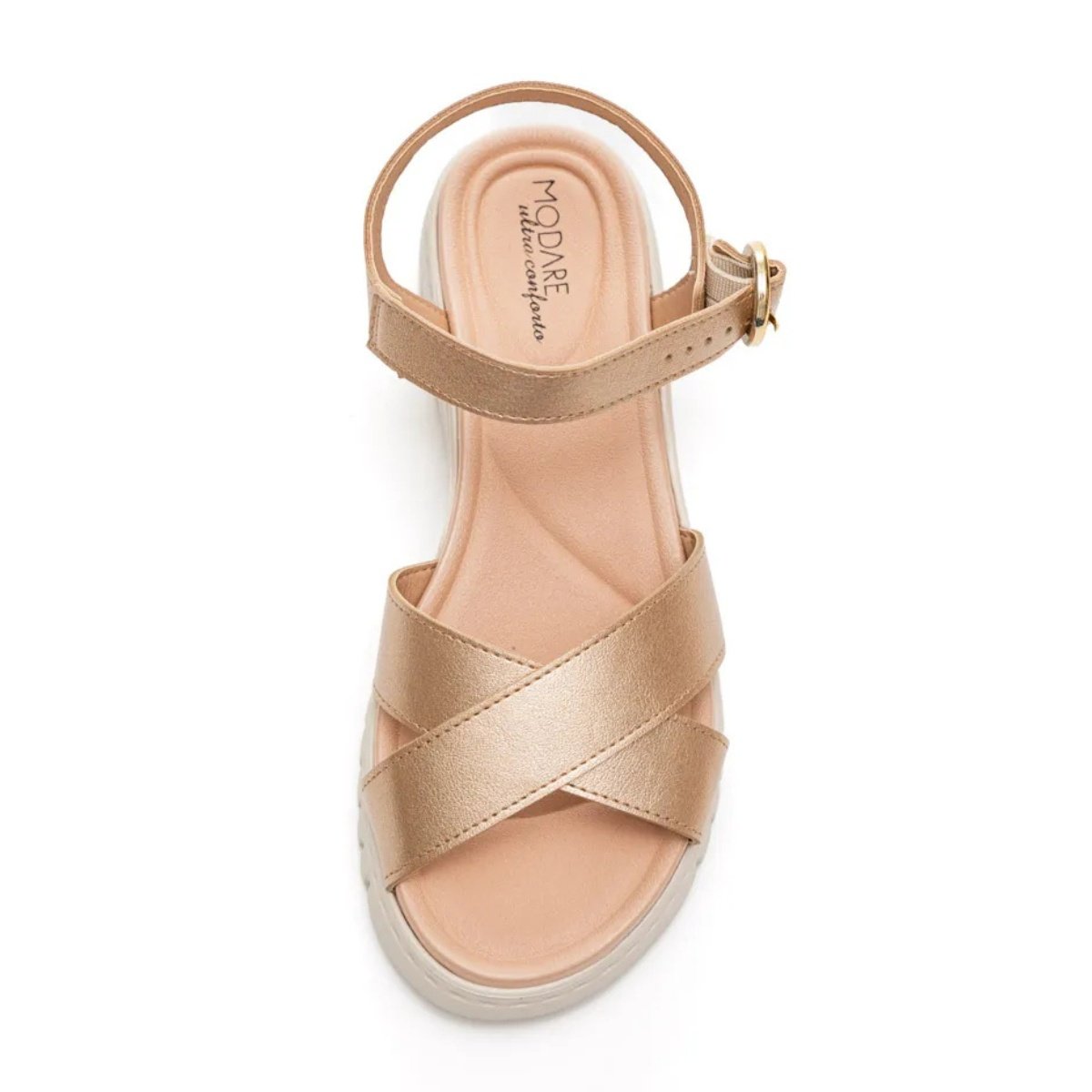Sandalia Feminina Modare Anabela Ultra Conforto Metalizada Dourado 2