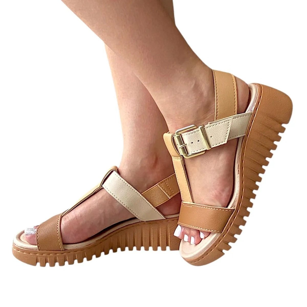 Sandalia Feminina Modare Anabela Ultra Conforto Bege 4