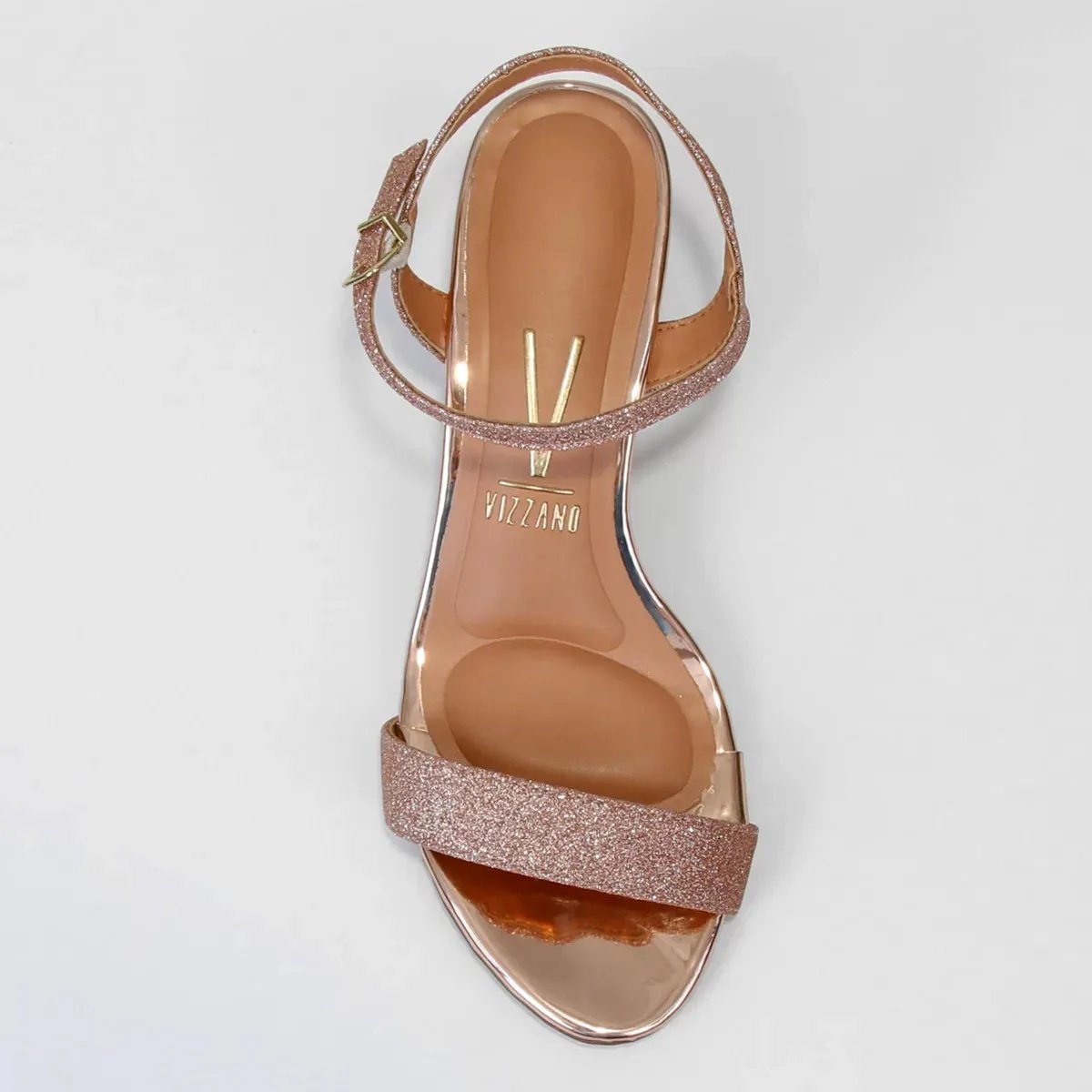 Sandalia Feminina Vizzano Salto Bloco Metalizada Rosa 3
