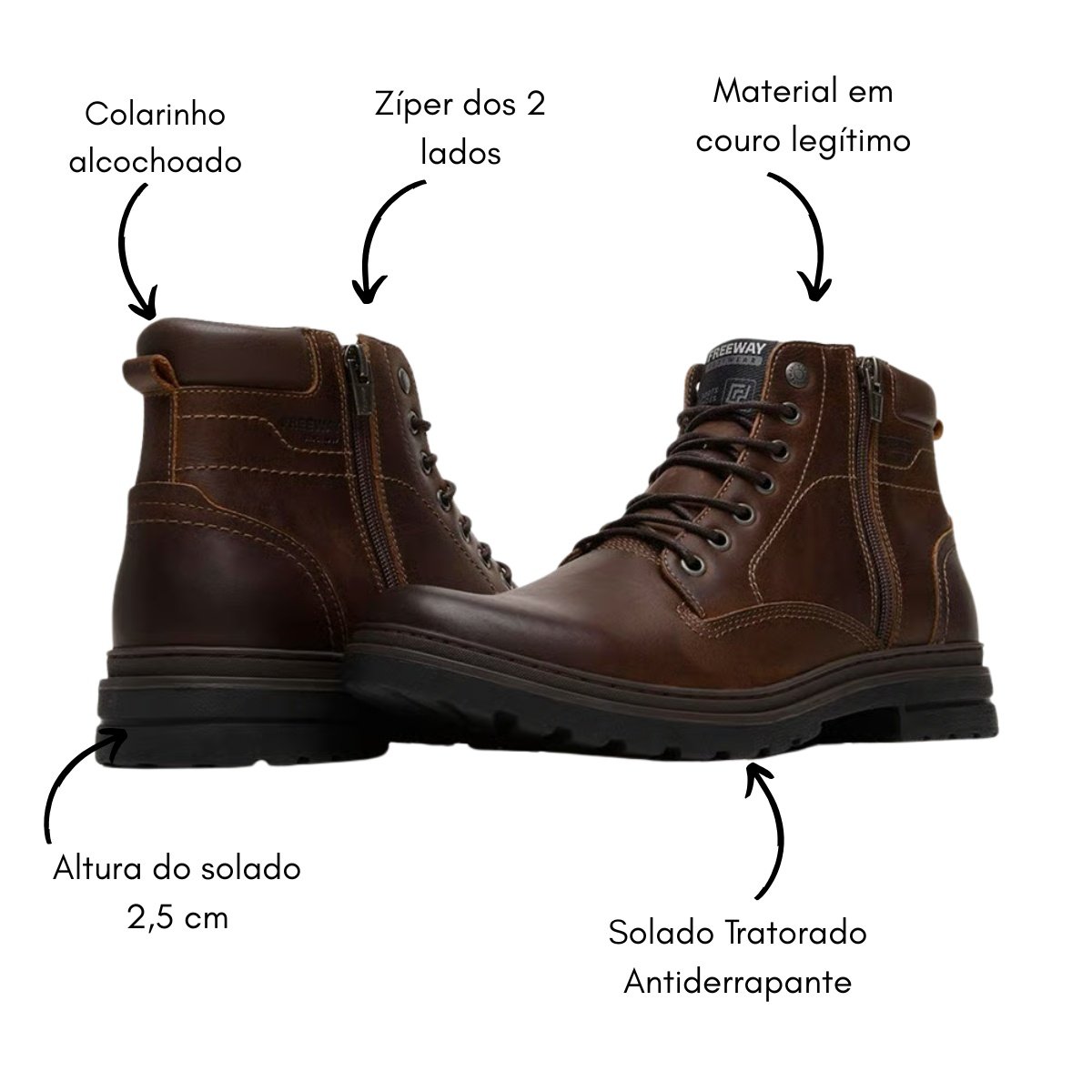 Bota Coturno Freeway Django X Masculino Couro Havana 7