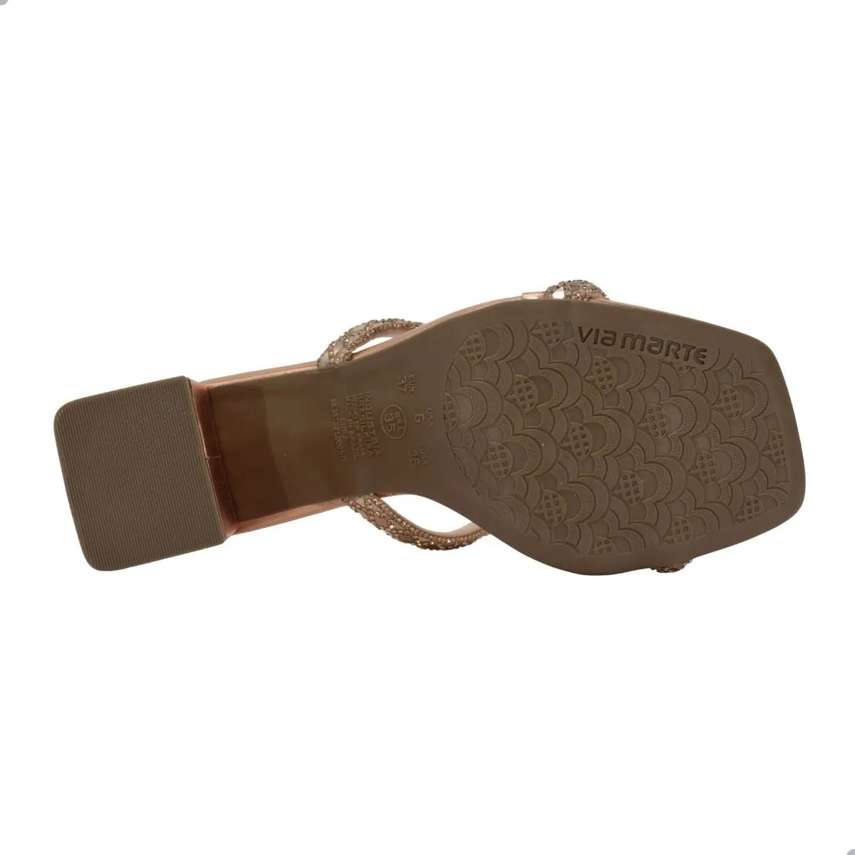 Tamanco Feminino Via Marte Metalizado Rouge Salto Bloco Dourado 6