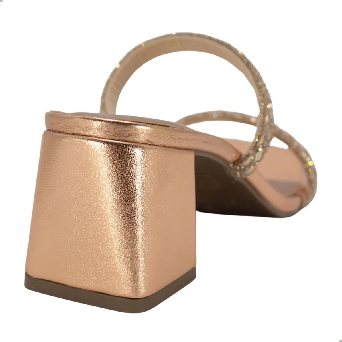 Tamanco Feminino Via Marte Metalizado Rouge Salto Bloco Dourado 7