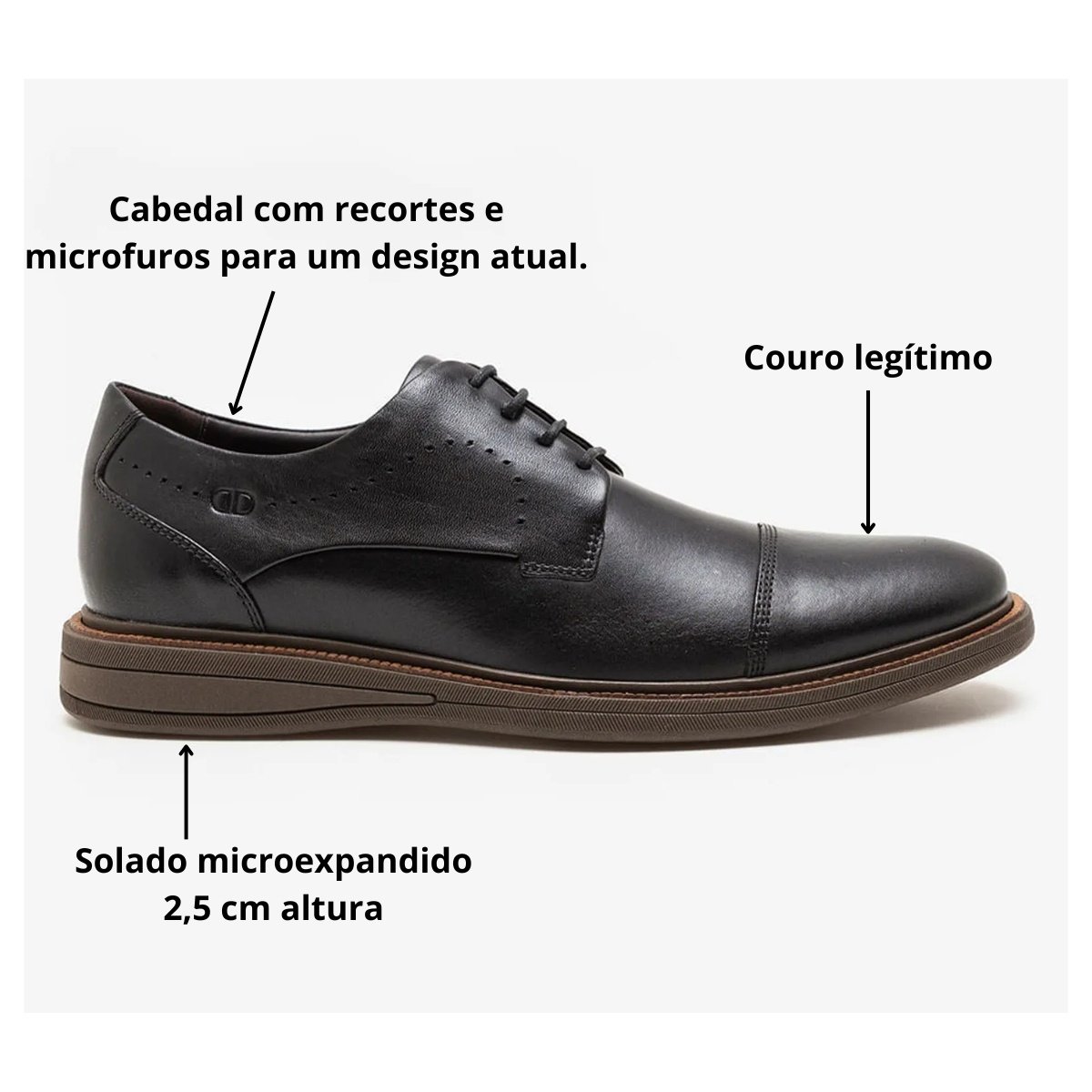Sapato Masculino Democrata  Metropolitan Bay Couro Legitimo Preto 3