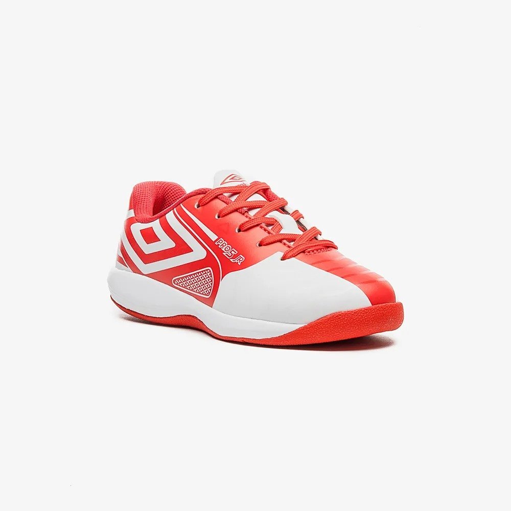 Chuteira Futsal Umbro Pro 5 Jr England Branco/Vermelho 1
