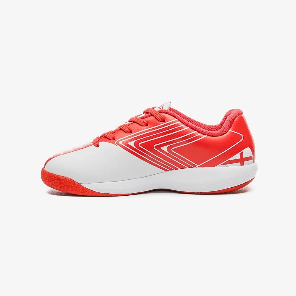 Chuteira Futsal Umbro Pro 5 Jr England Branco/Vermelho 2