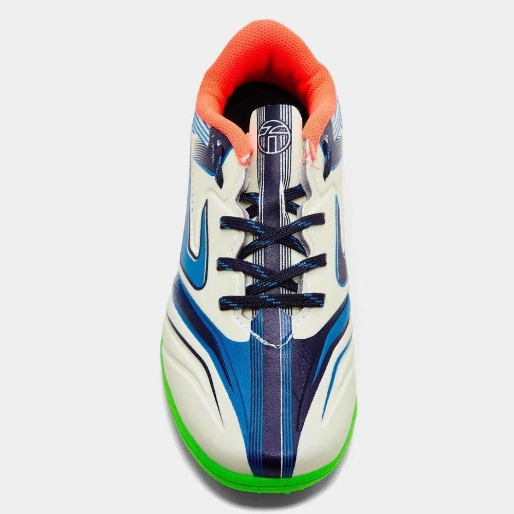 Chuteira Society Topper Camaleao Infantil Branco/Azul 3