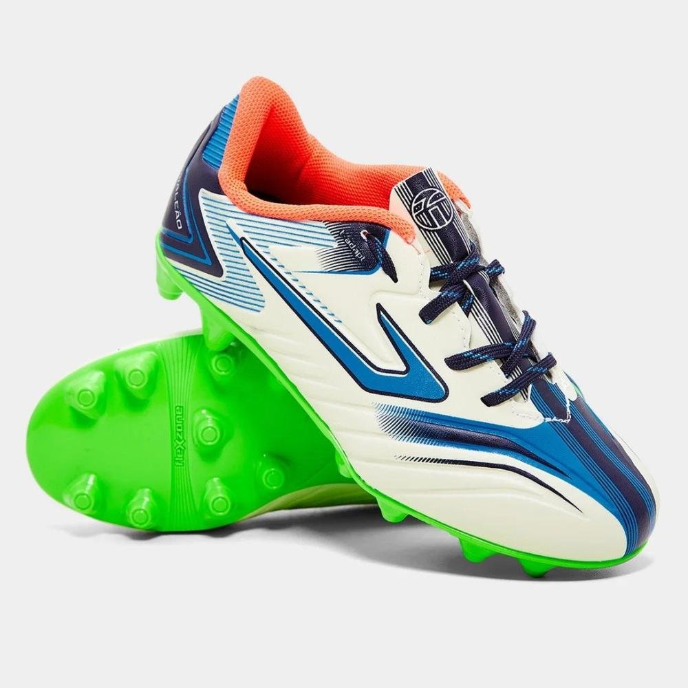 Chuteira Topper Camaleao Infantil Branco/Azul 2