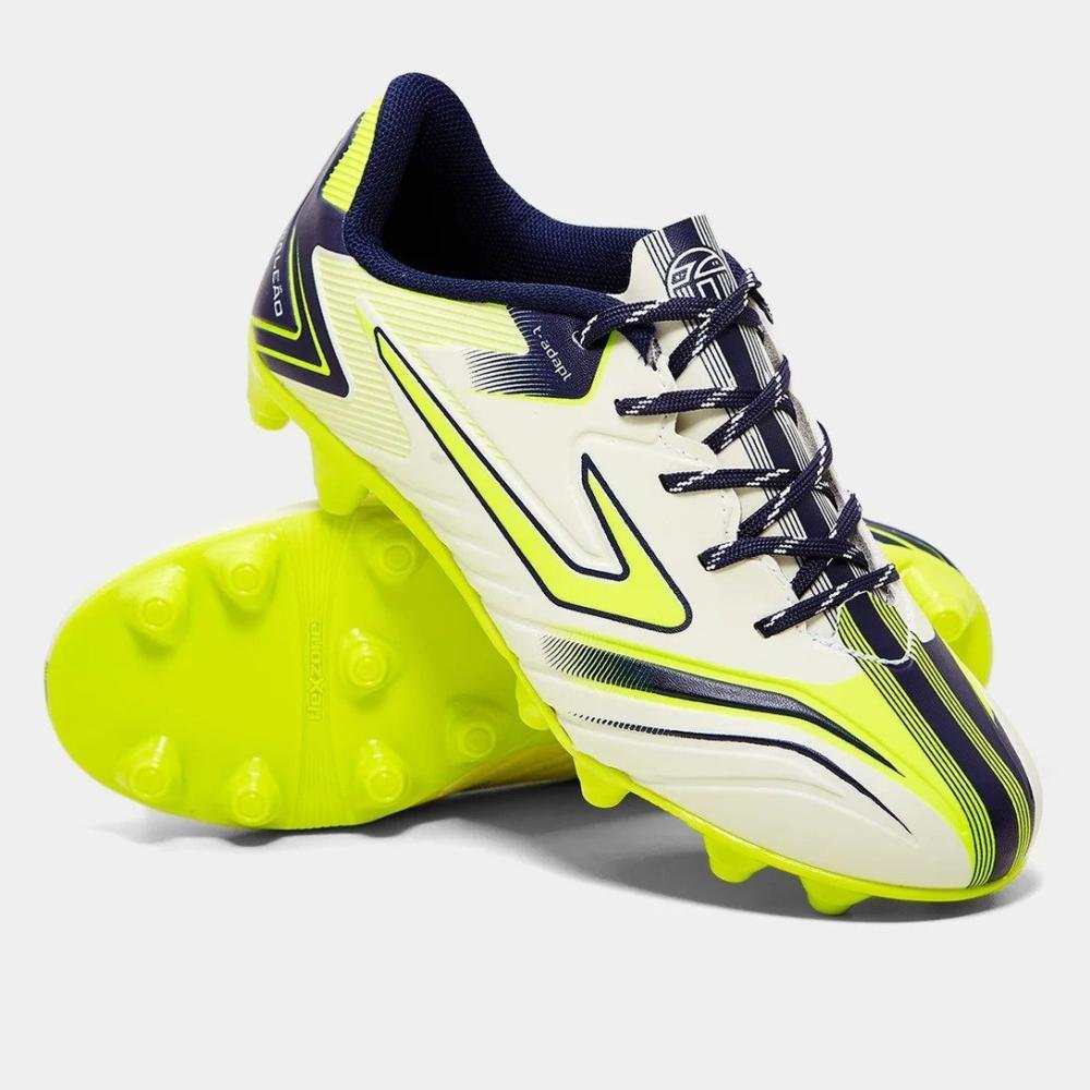 Chuteira Topper Camaleao Infantil Branco/Amarelo 2