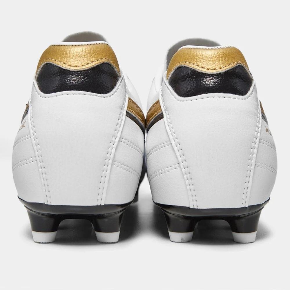 Chuteira Mizuno Campo Morelia Classic Md Masculina Branco/Dourado 4
