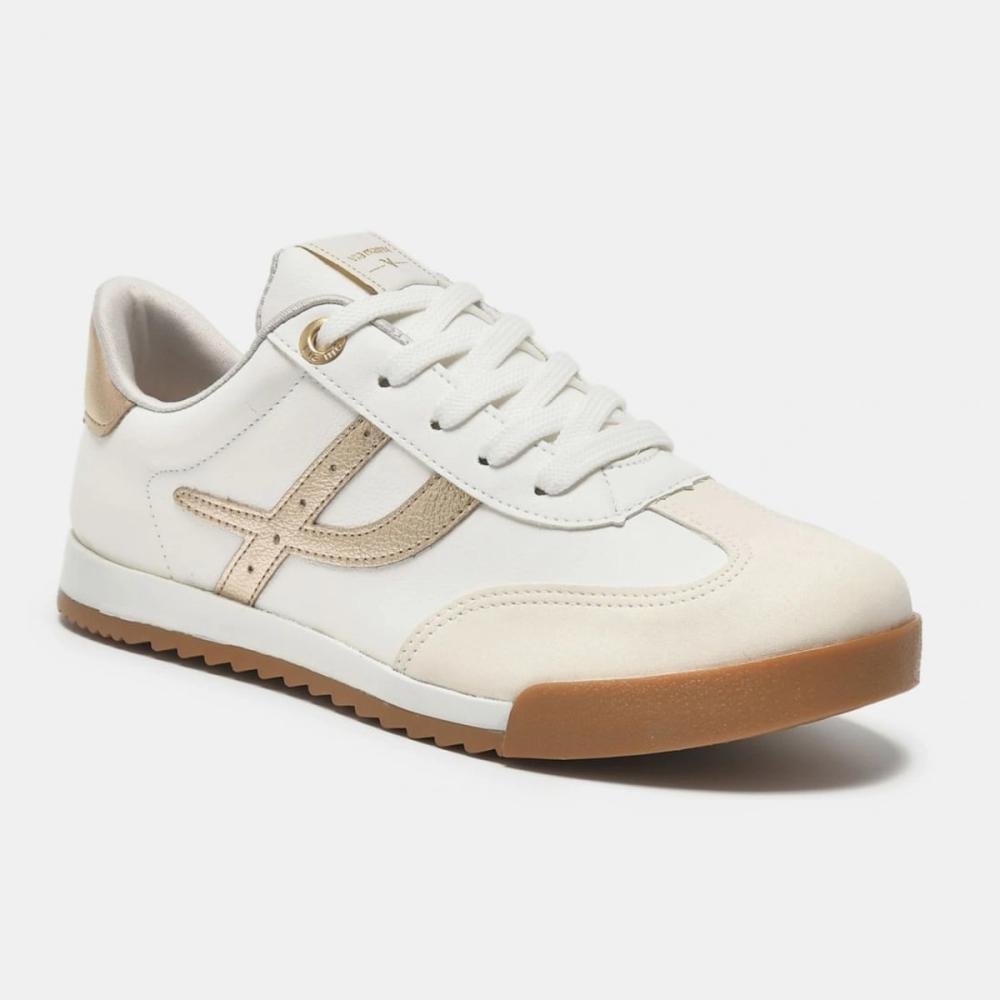 Tenis Via Marte Casual Feminino Branco/Dourado 2