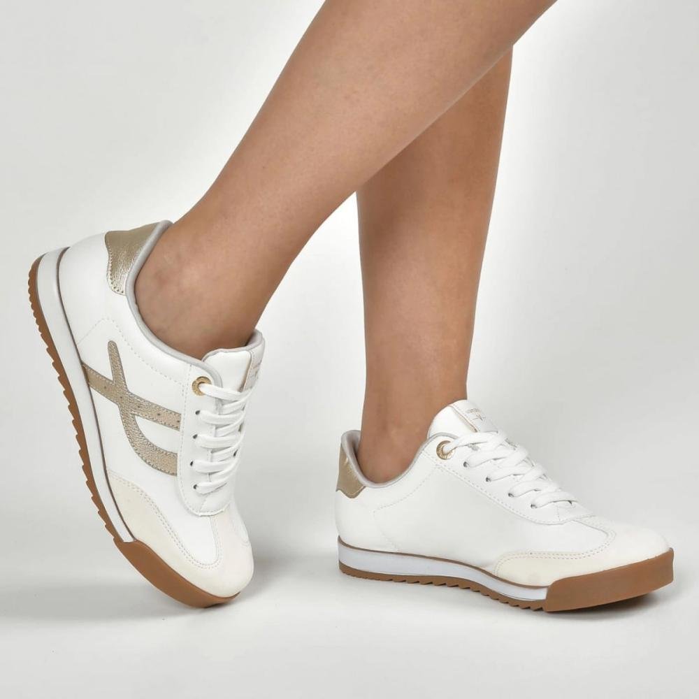 Tenis Via Marte Casual Feminino Branco/Dourado 4
