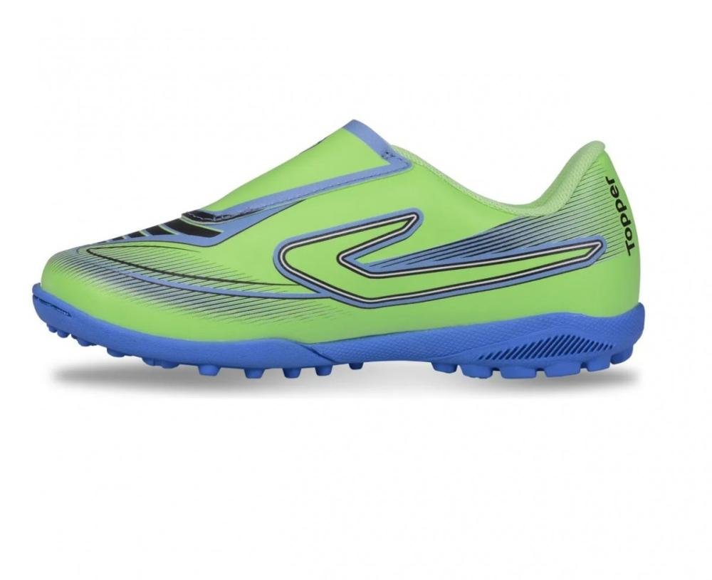 Chuteira Society Topper Provoke Iii Infantil Verde/Azul 4