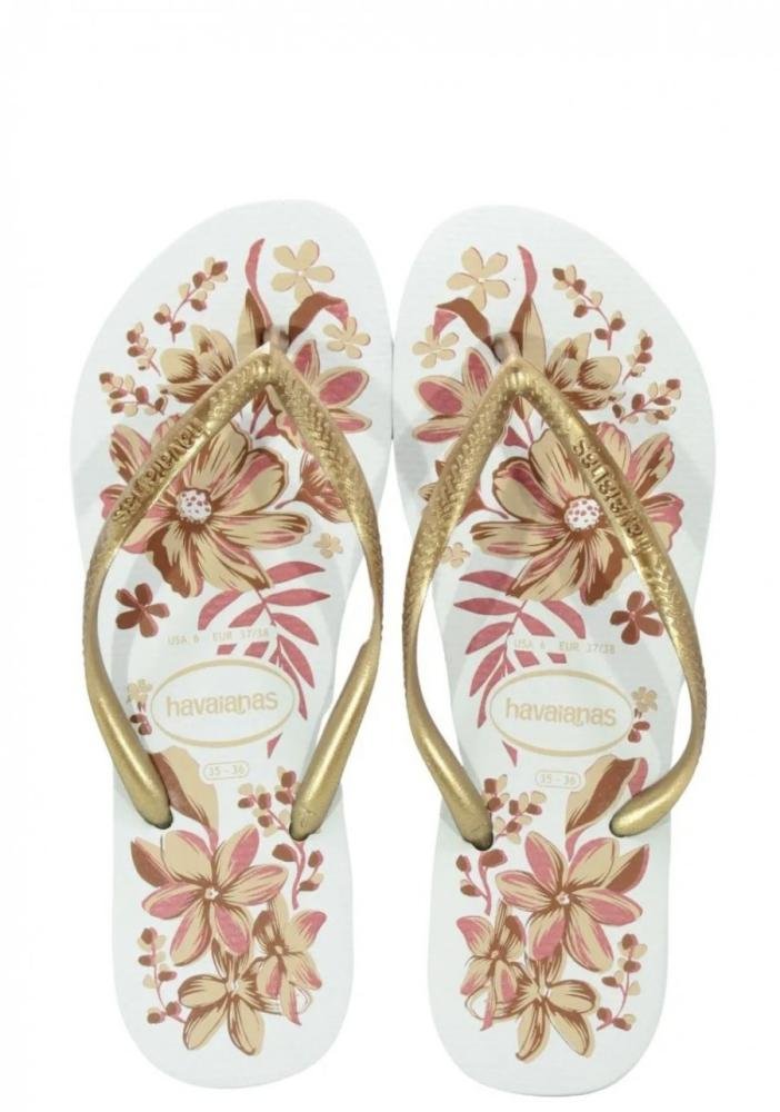 Chinelo Havaianas Slim Organic Fc Dourado/Branco 2