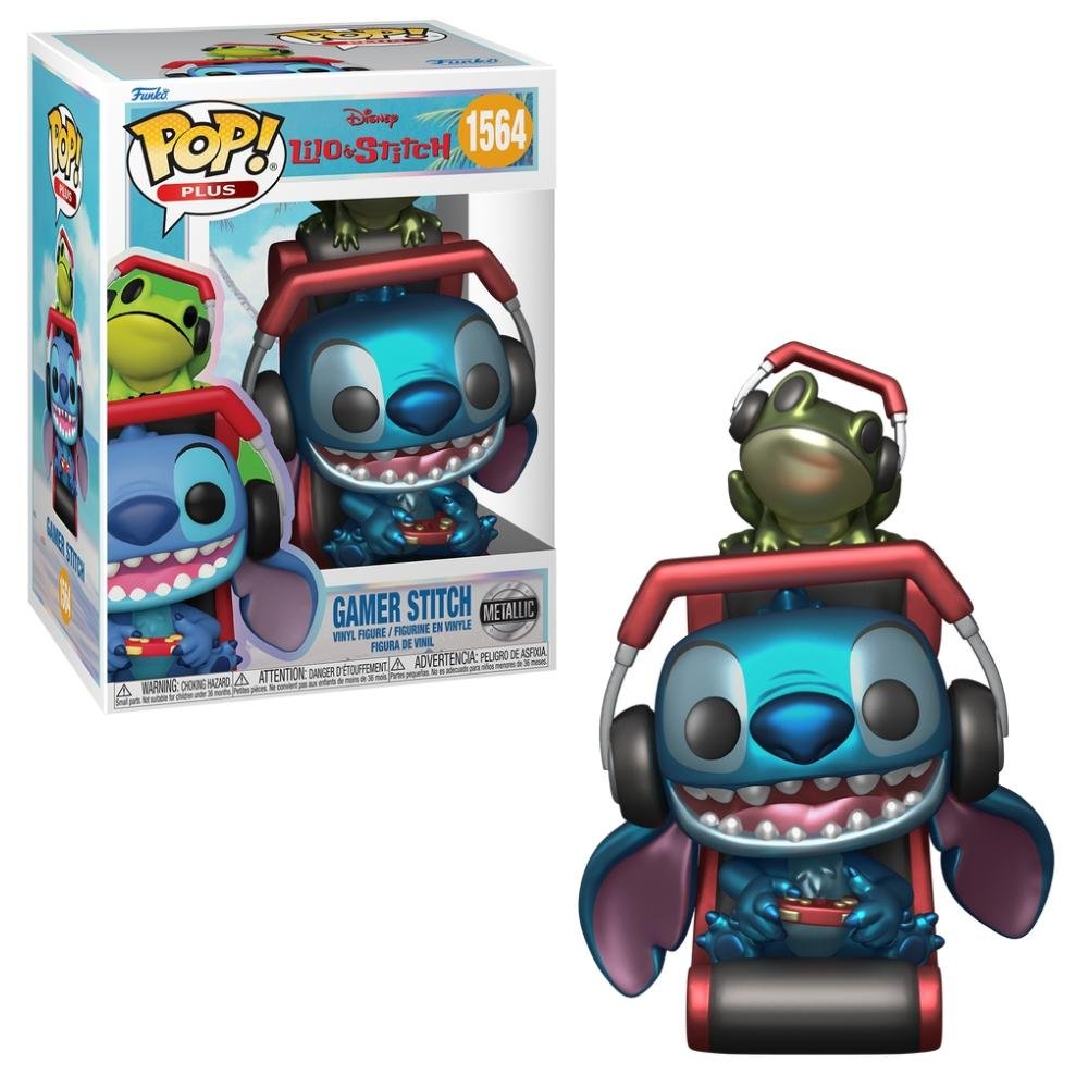 Boneco Funko Pop! Plus Disney Lilo & Stitch Gamer Metálico