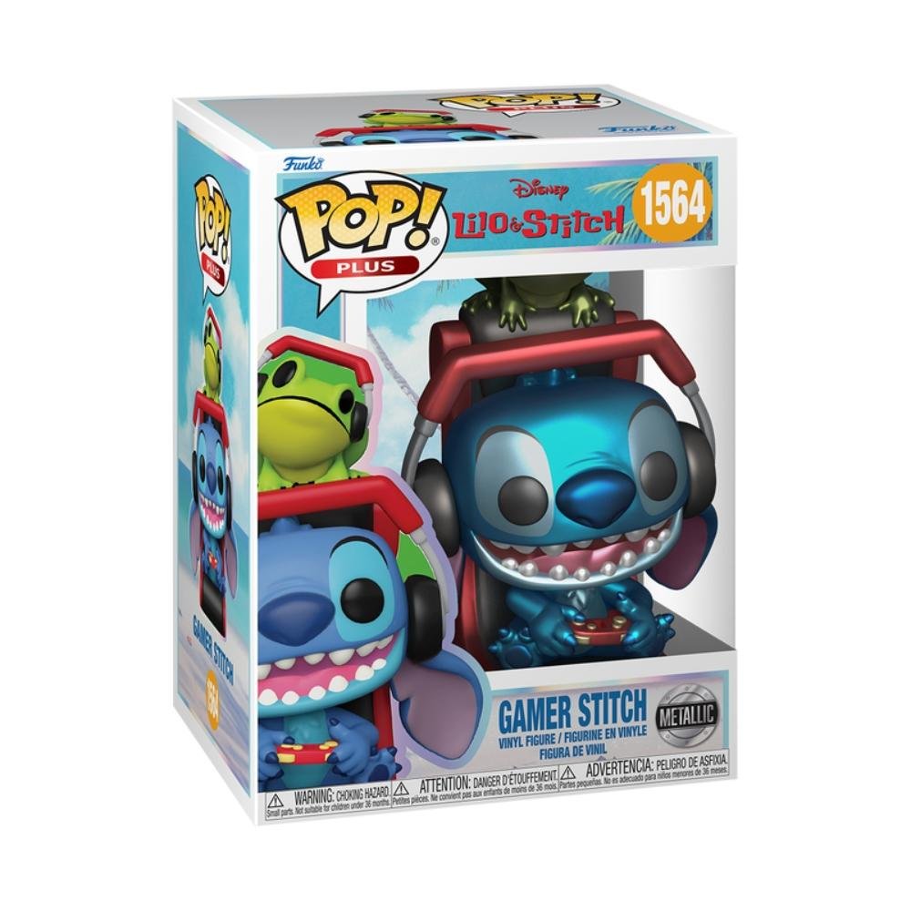 Boneco Funko Pop! Plus Disney Lilo & Stitch Gamer Metálico ÚNICO 2