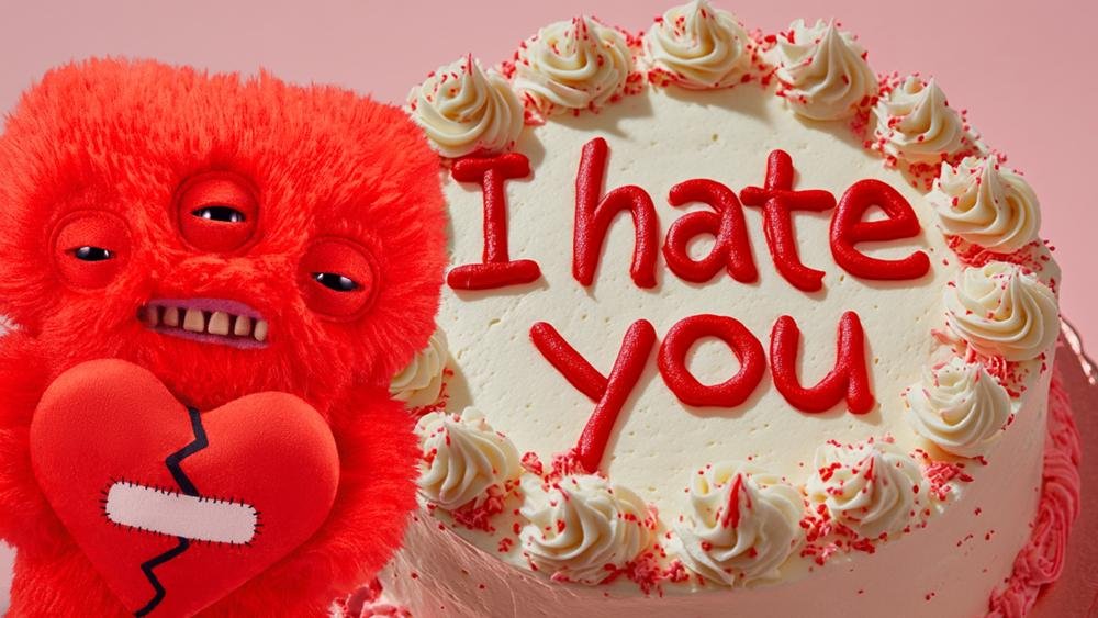 Kit 2 Pelúcias Fuggler Love Fuggs 23cm Rosa e Vermelho ÚNICO 3