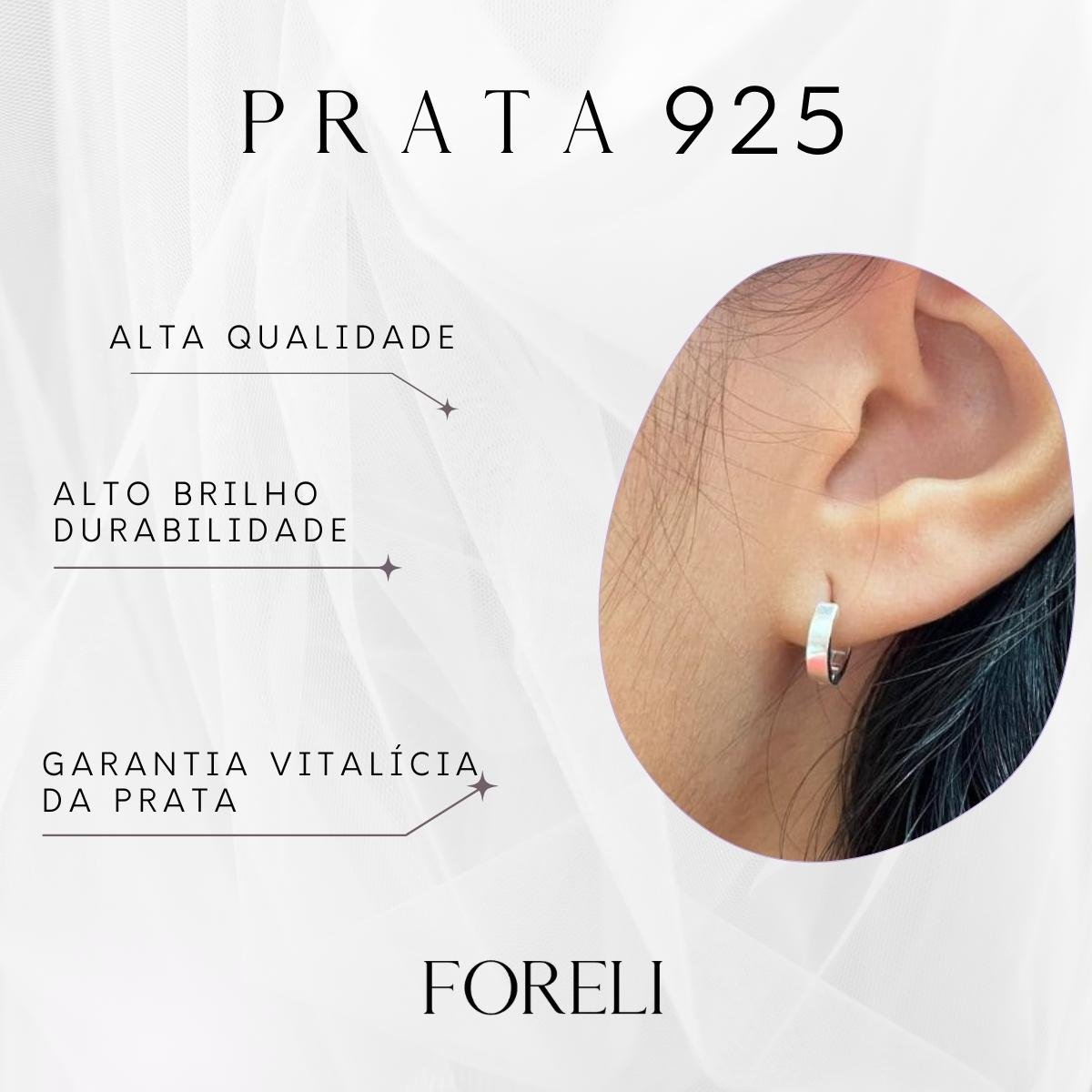 Brinco de Prata Argola Vazada Click P 0,8cm Prata 4