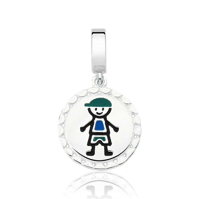 Berloque Plaquinha Menino Esmaltado