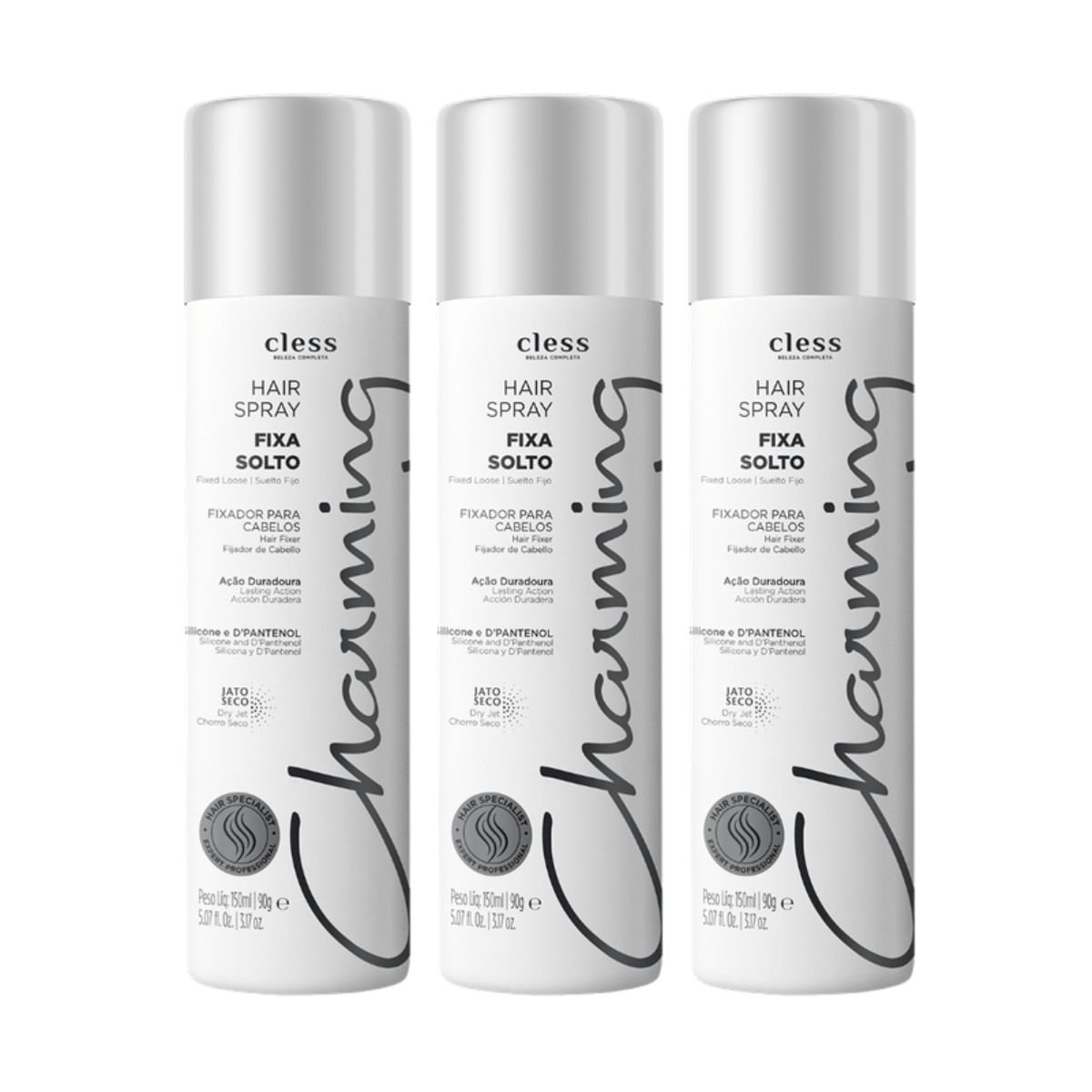 Kit Hair Spray Charming Normal Fixa Solto 150ml 3 unidades ÚNICO 1