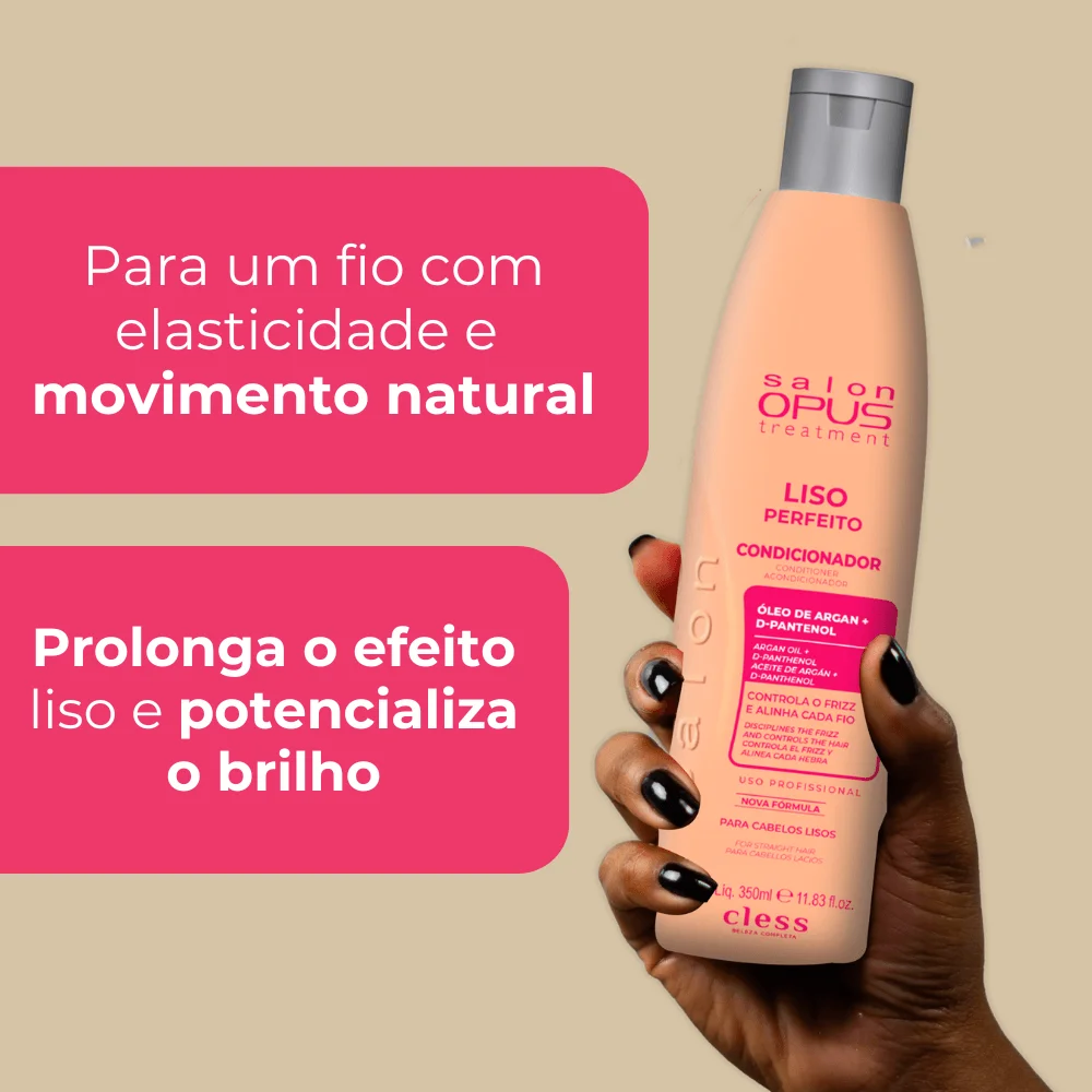 Kit Liso Perfeito Shampoo Condicionador e Mascara Salon Opus ÚNICO 3
