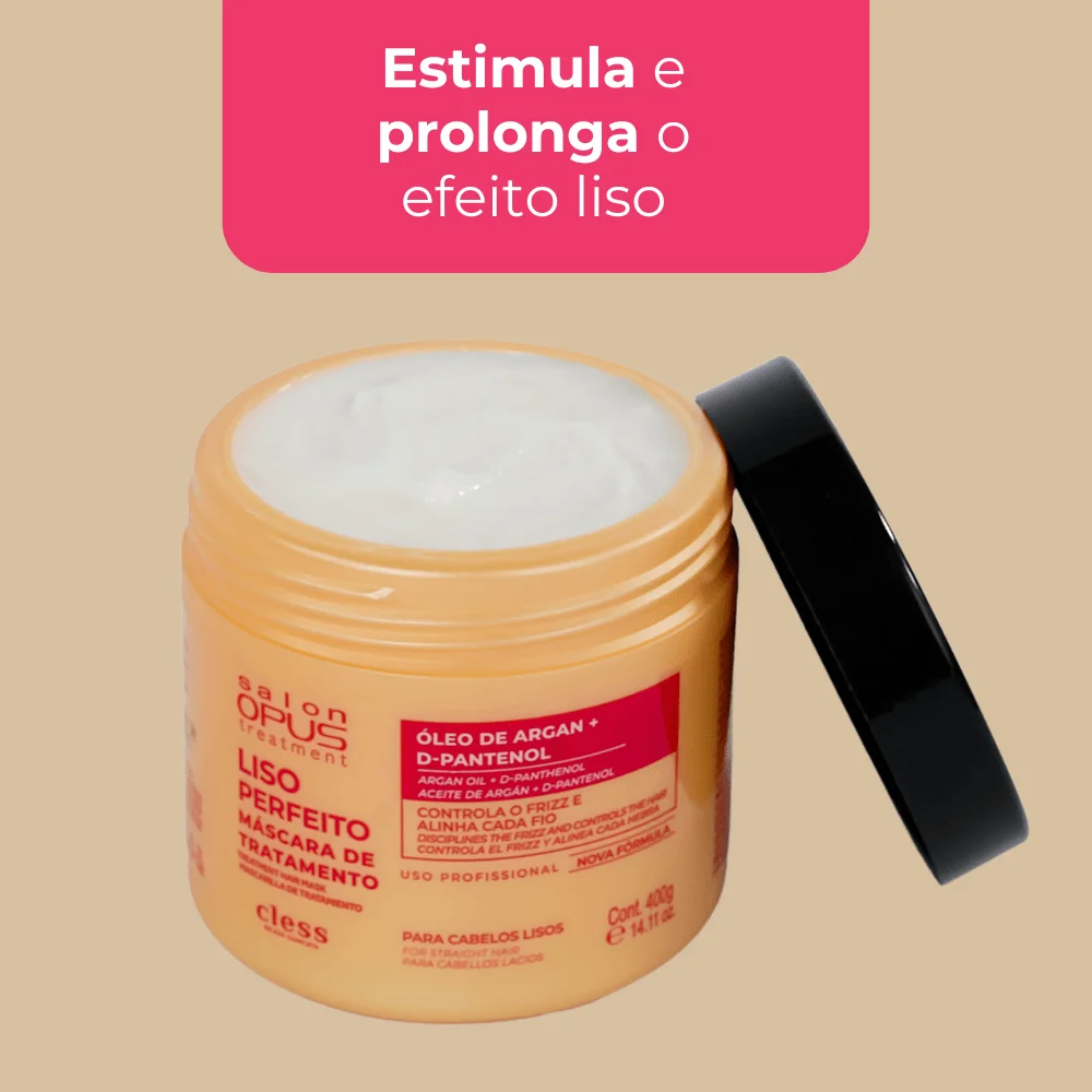 Kit Liso Perfeito Shampoo Condicionador e Mascara Salon Opus ÚNICO 4