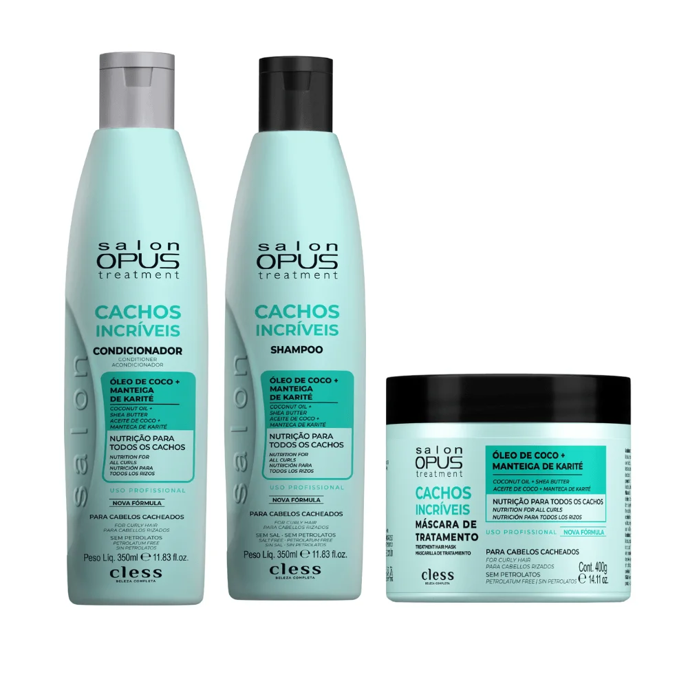 Kit Cachos Incríveis Shampoo Condicionador e Mascara Salon Opus ÚNICO 1