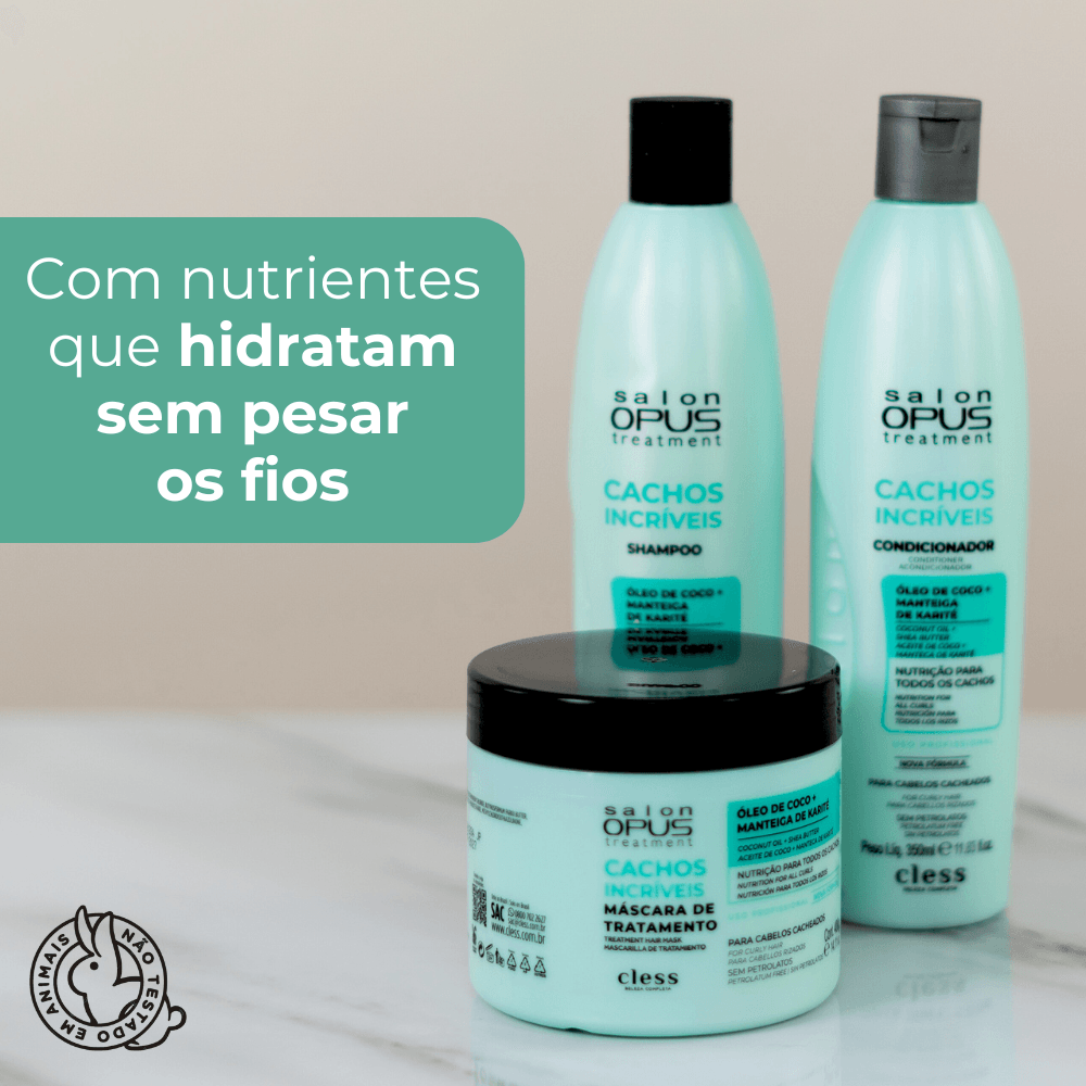 Kit Cachos Incríveis Shampoo Condicionador e Mascara Salon Opus ÚNICO 2