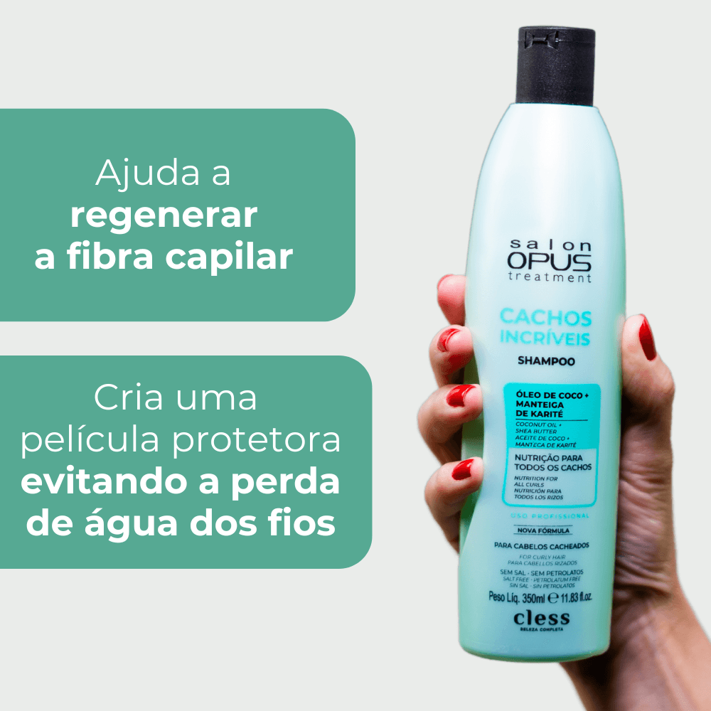 Kit Cachos Incríveis Shampoo Condicionador e Mascara Salon Opus ÚNICO 3