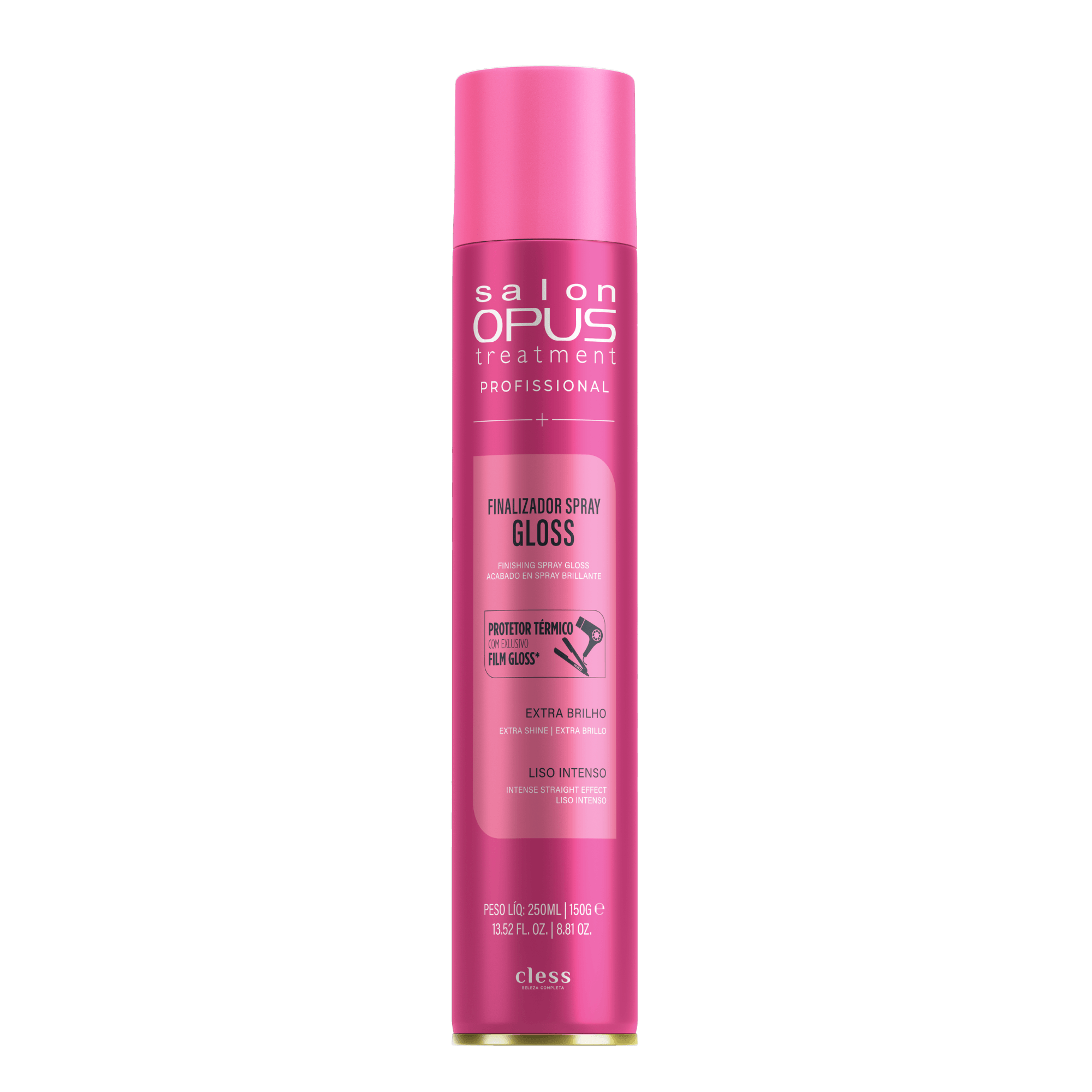 Hair Spray Finalizador Antitérmico 250ml Efeito Gloss Uso Profissional Salon opus