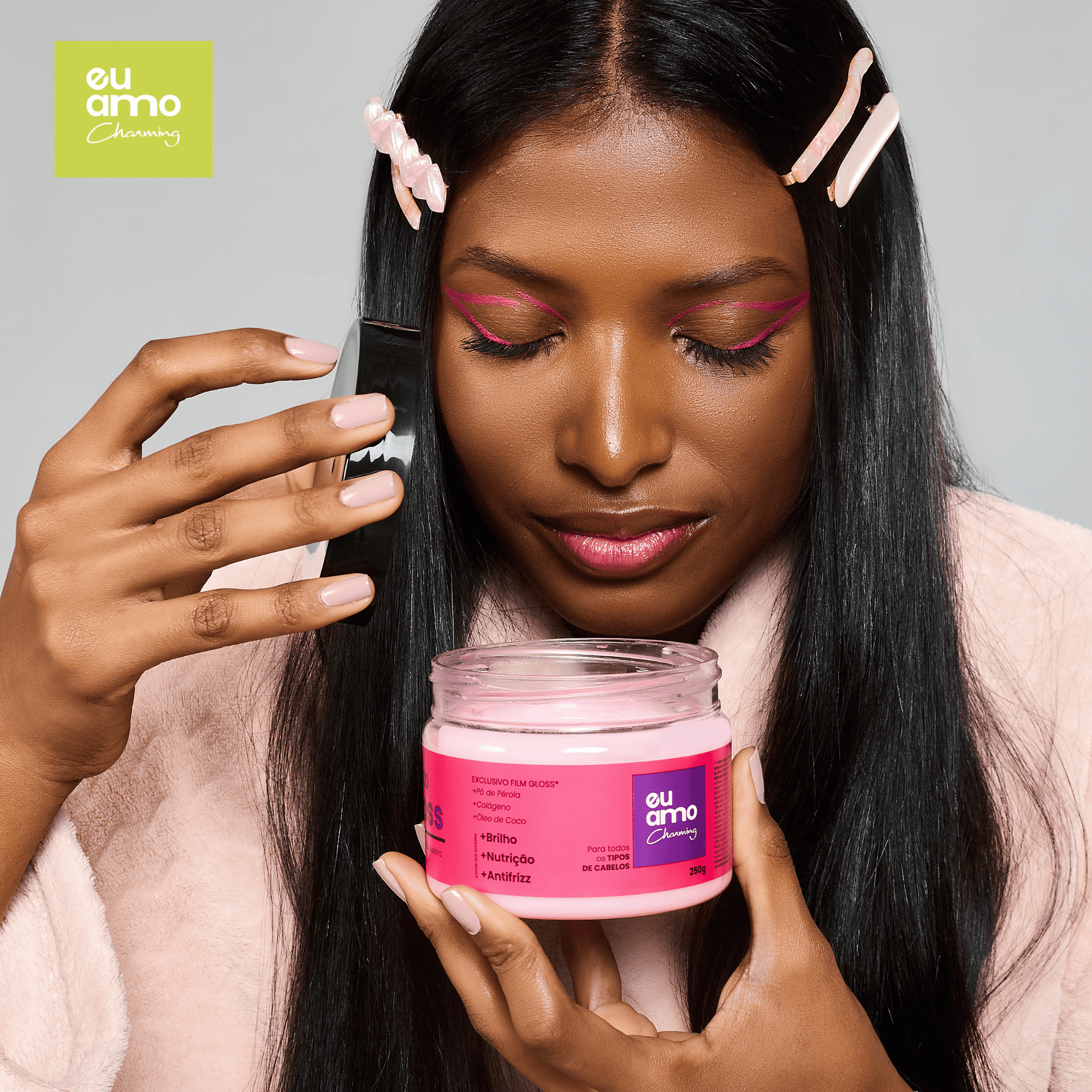 Mascara de Tratamento Efeito Gloss Eu Amo Charming 250g 250g 3