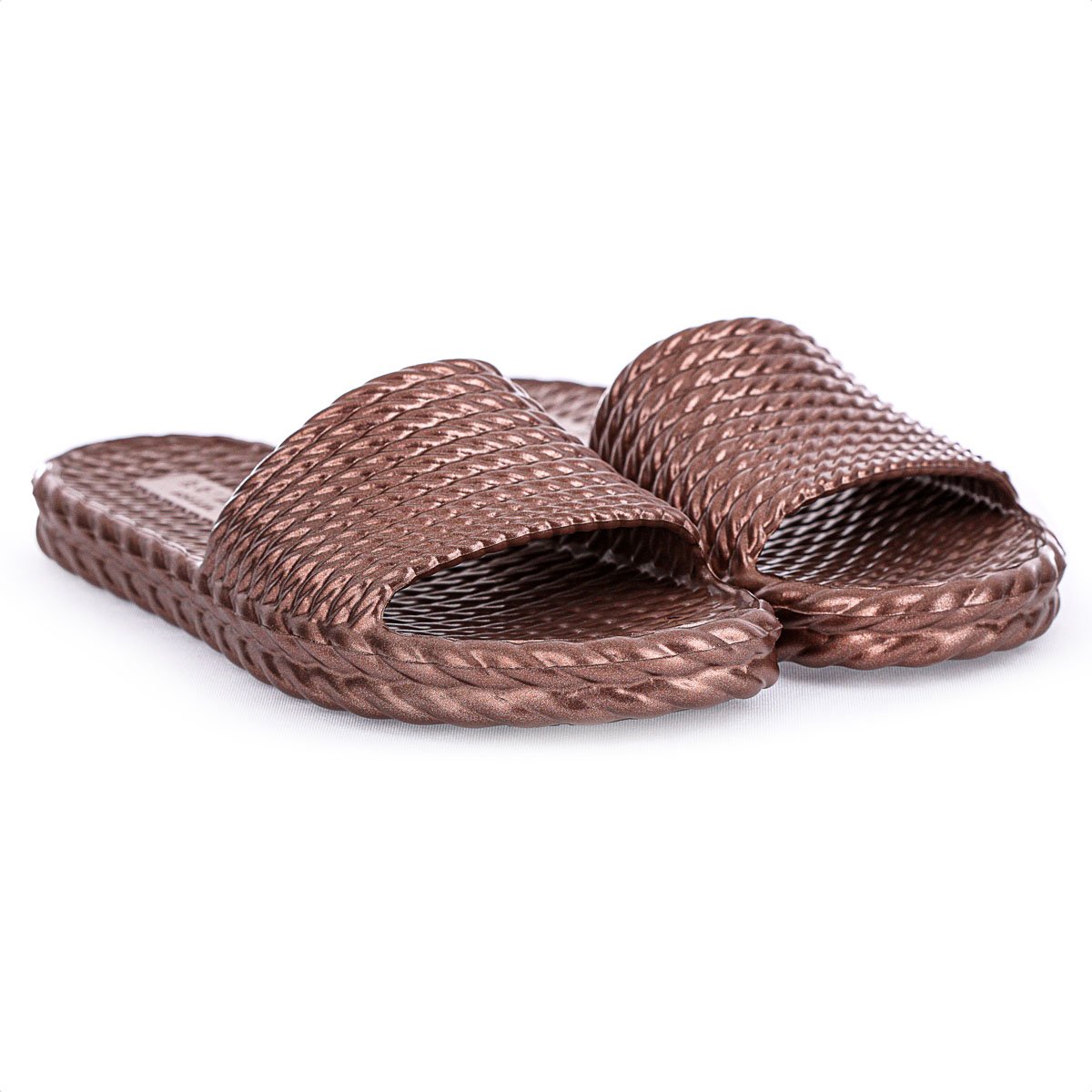 Chinelo Slide Brizza Arezzo EVA Bronze Metal - Feminino Marrom 3