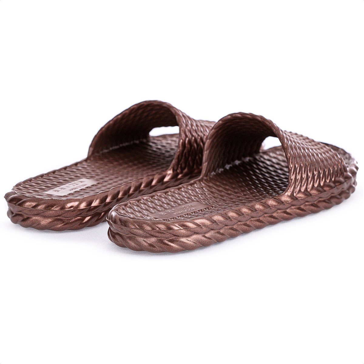 Chinelo Slide Brizza Arezzo EVA Bronze Metal - Feminino Marrom 4
