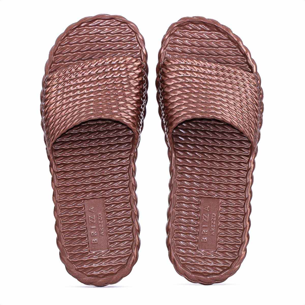 Chinelo Slide Brizza Arezzo EVA Bronze Metal - Feminino Marrom 5