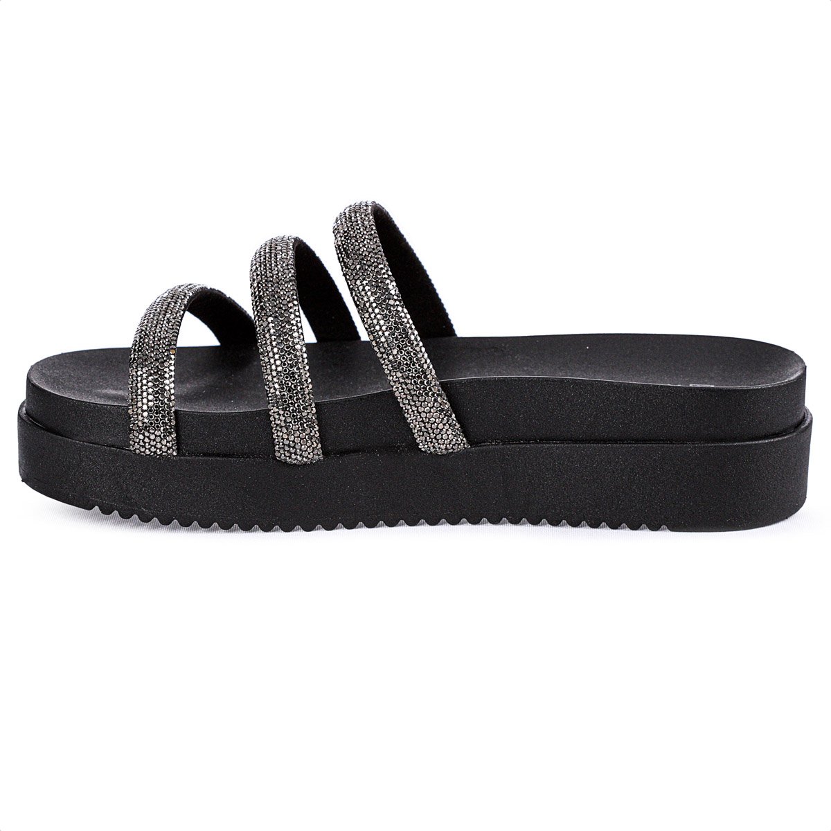 Sandalia Ramarim Papete Tira Strass Preto - Feminino Preto 2