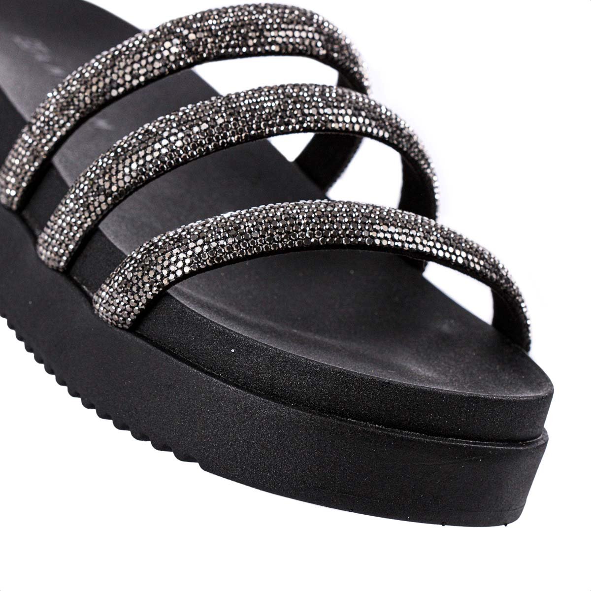 Sandalia Ramarim Papete Tira Strass Preto - Feminino Preto 7