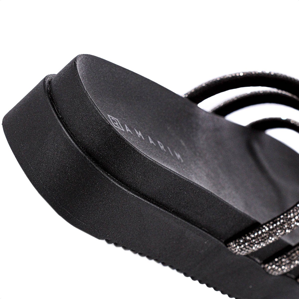 Sandalia Ramarim Papete Tira Strass Preto - Feminino Preto 8