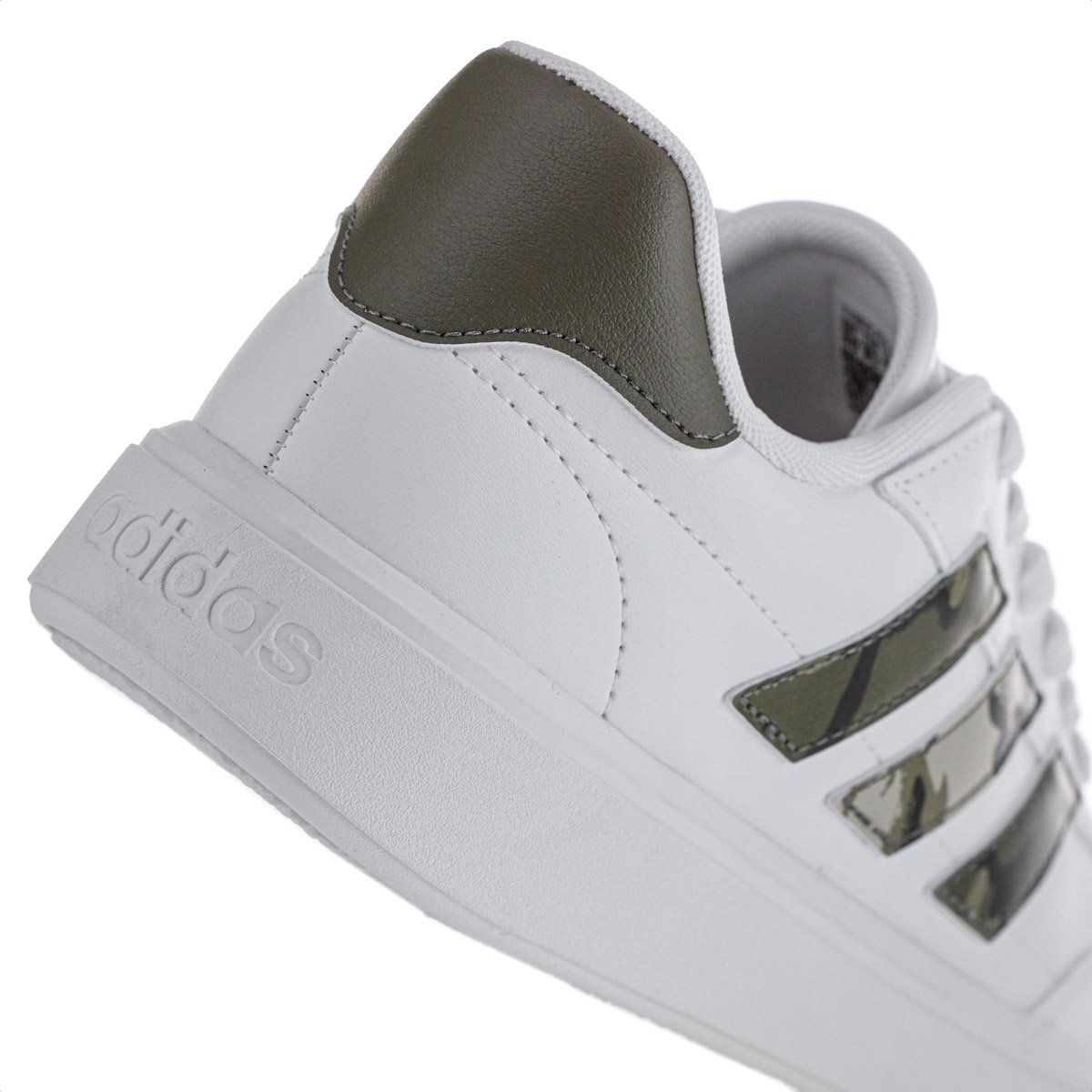 Tenis Adidas Courtblock Branco Verde Oliva e Cinza - Masculino Branco 4