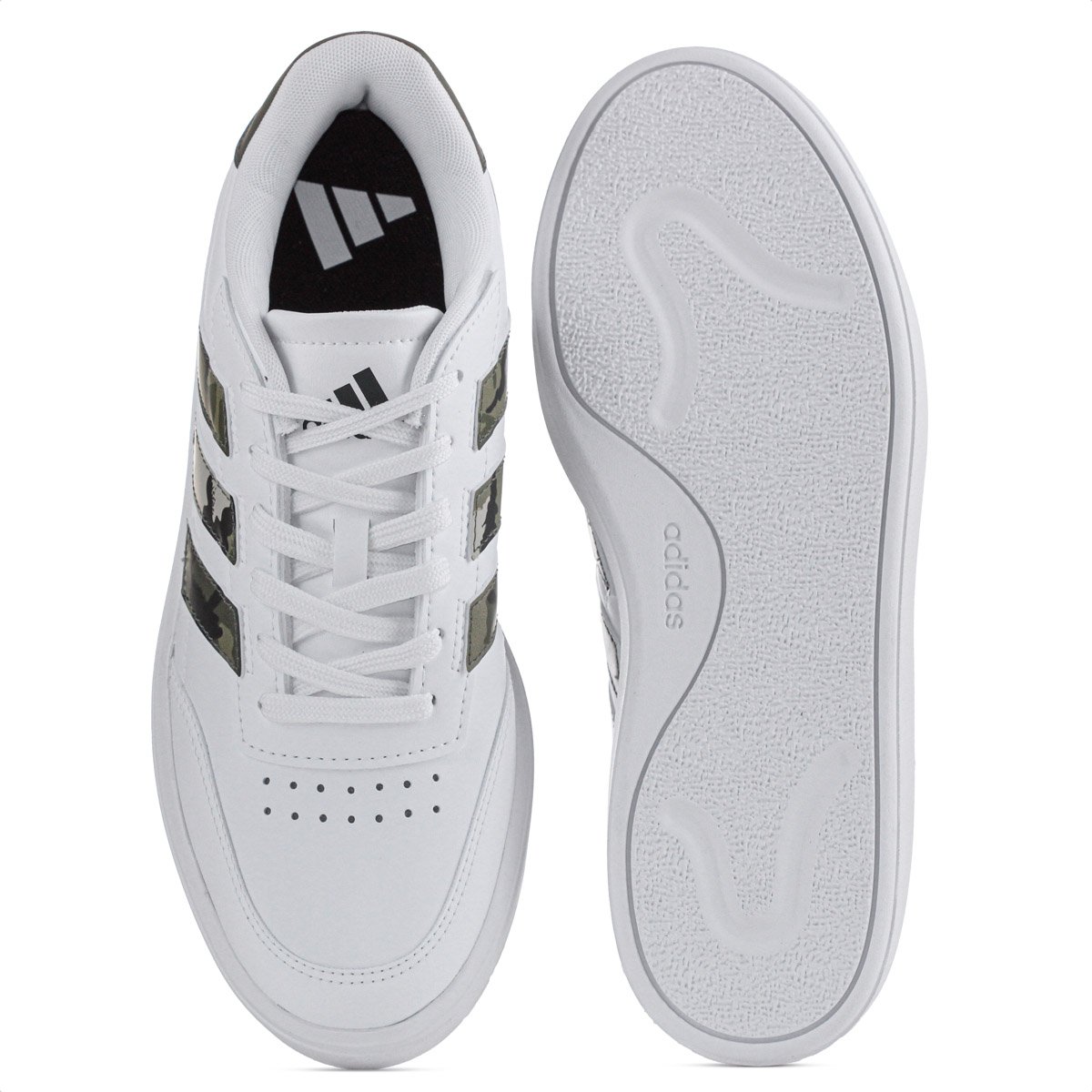 Tenis Adidas Courtblock Branco Verde Oliva e Cinza - Masculino Branco 5