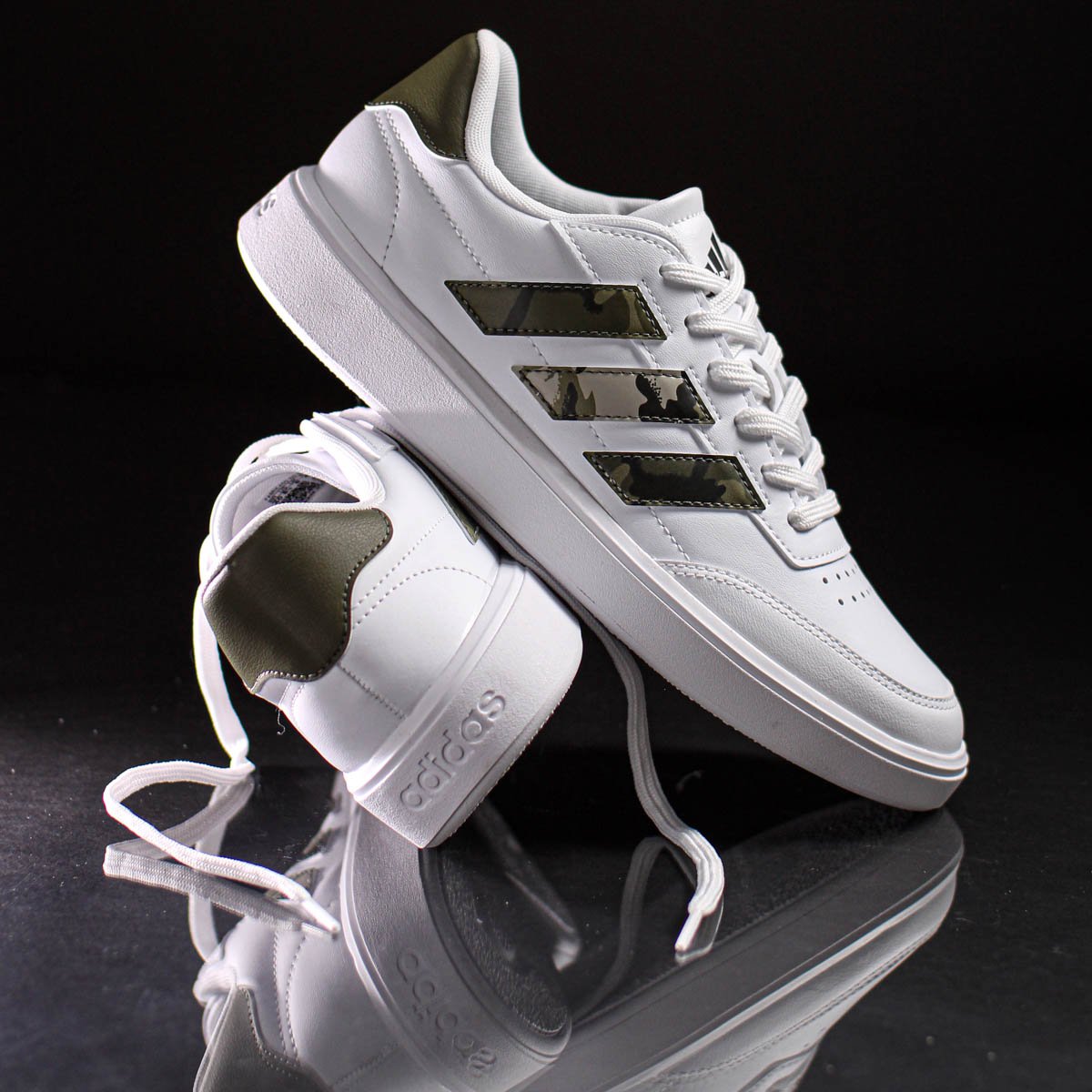 Tenis Adidas Courtblock Branco Verde Oliva e Cinza - Masculino Branco 7